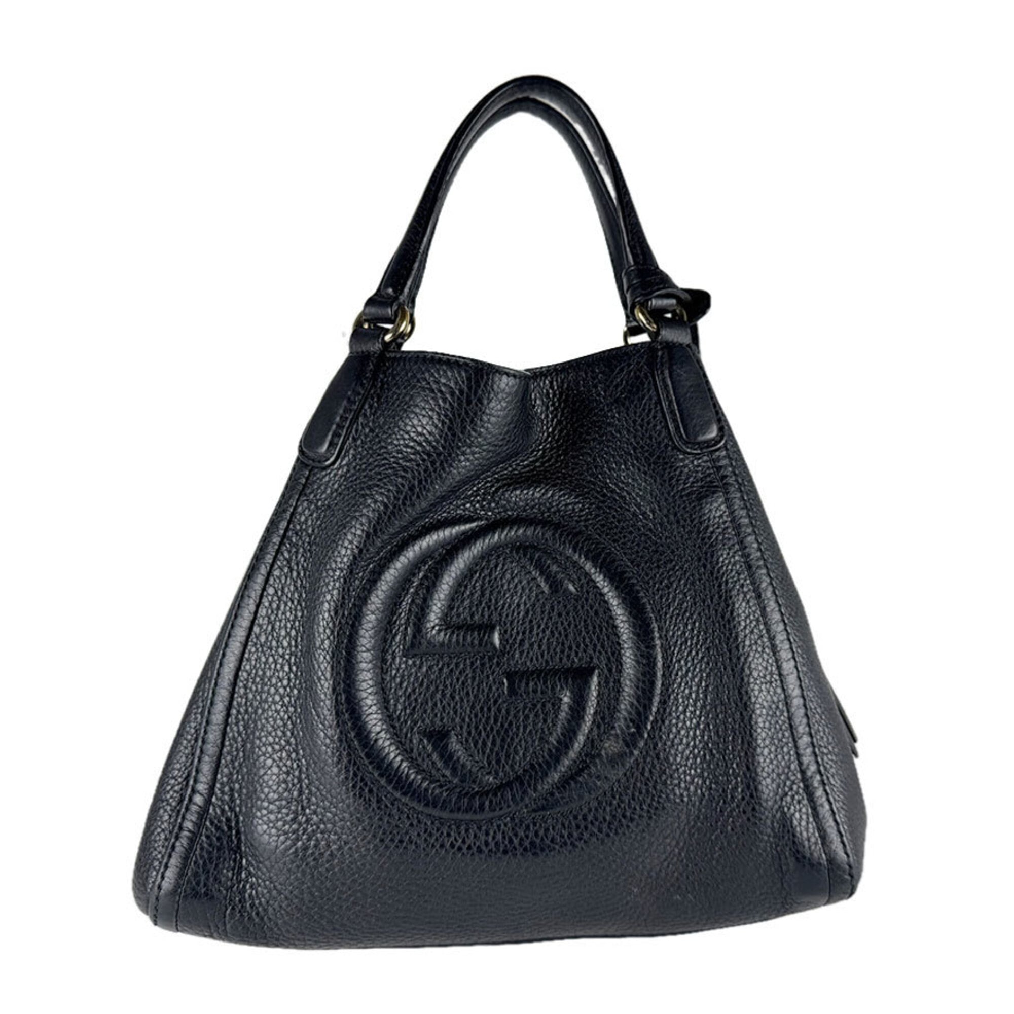Gucci Black Leather Handbag Shoulder Bag (Pre-Owned)