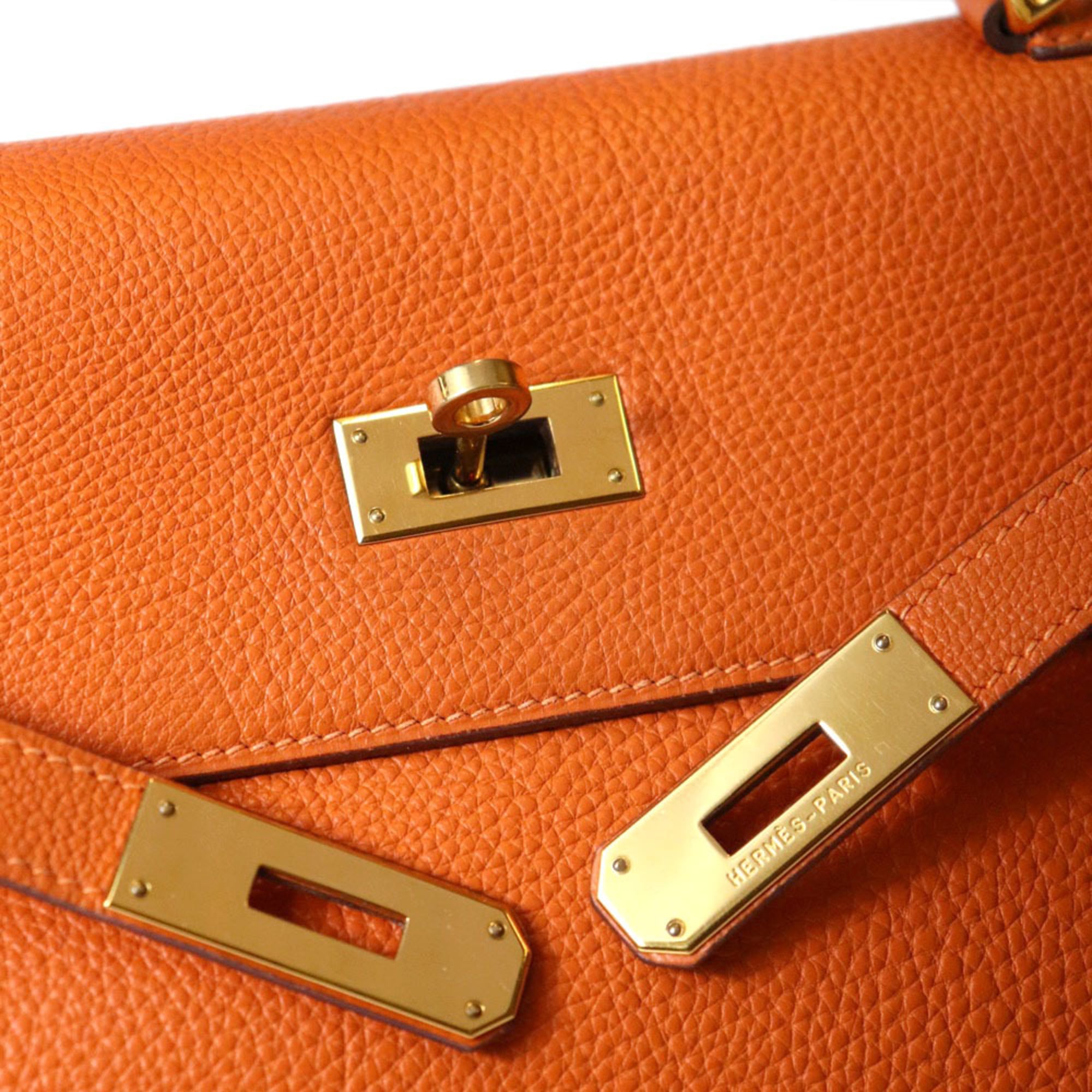 Hermes Orange Togo Leather Handbag Shoulder Bag (Pre-Owned)