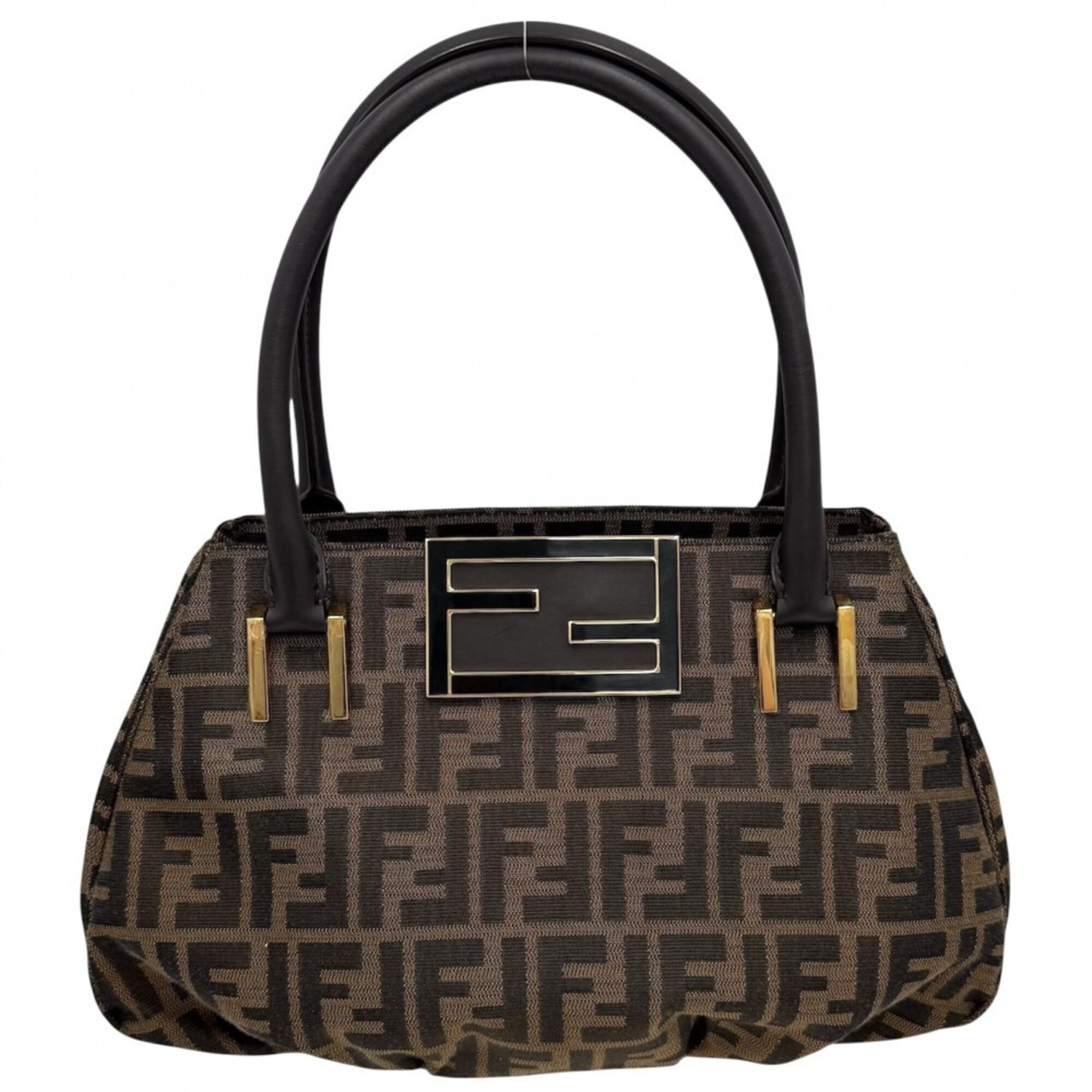 Fendi Brown Canvas Leather Handbag (Pre-Owned)