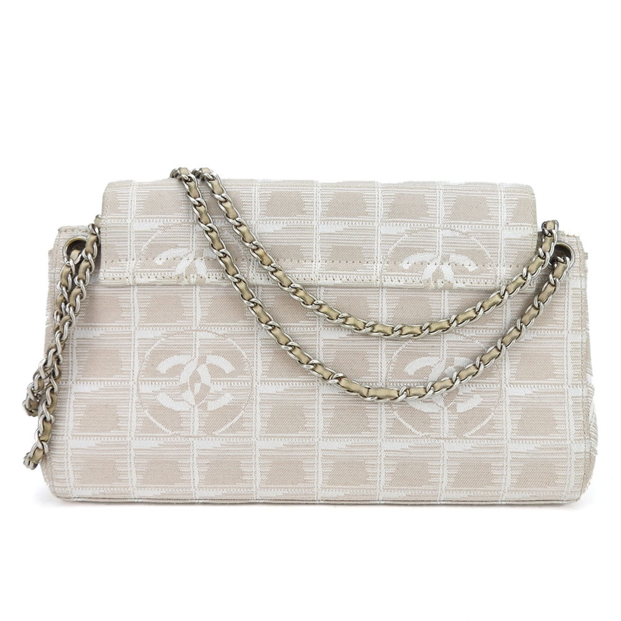 Chanel New Travel Line Pink Beige Nylon Shoulder Bag (Pre-Owned)