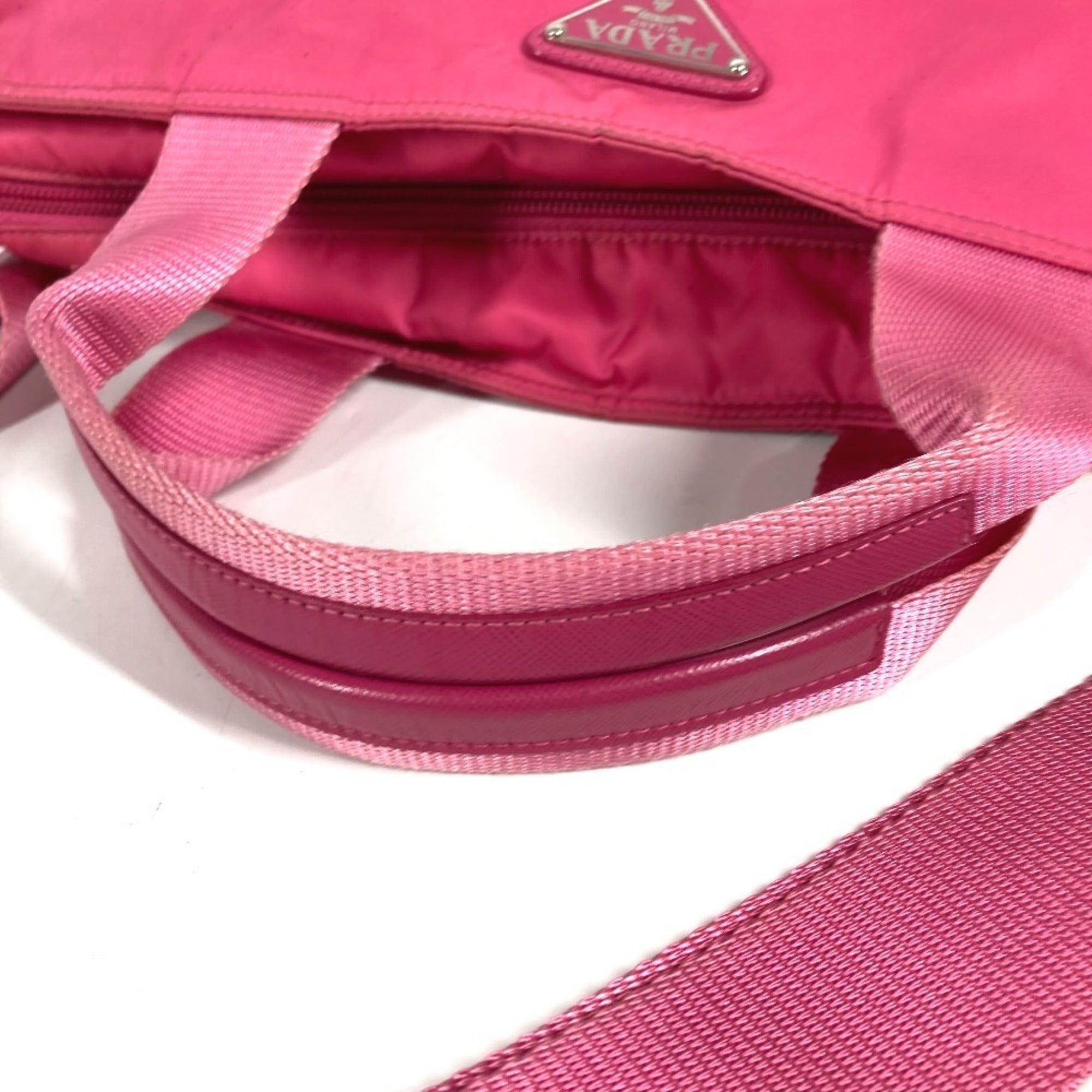 Prada Pink Nylon Handbag Shoulder Bag Tote Bag (Pre-Owned)
