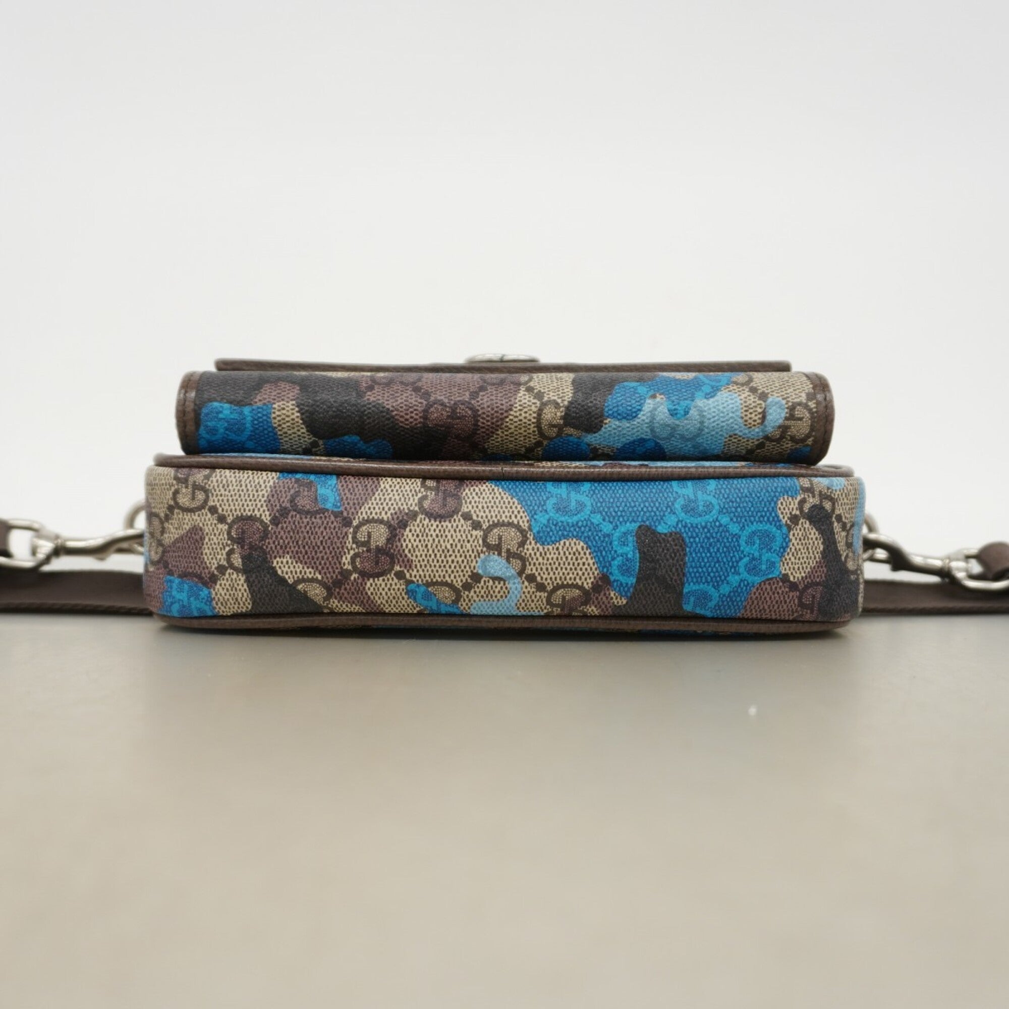 Gucci Blue Brown Pvc Shoulder Bag (Pre-Owned)