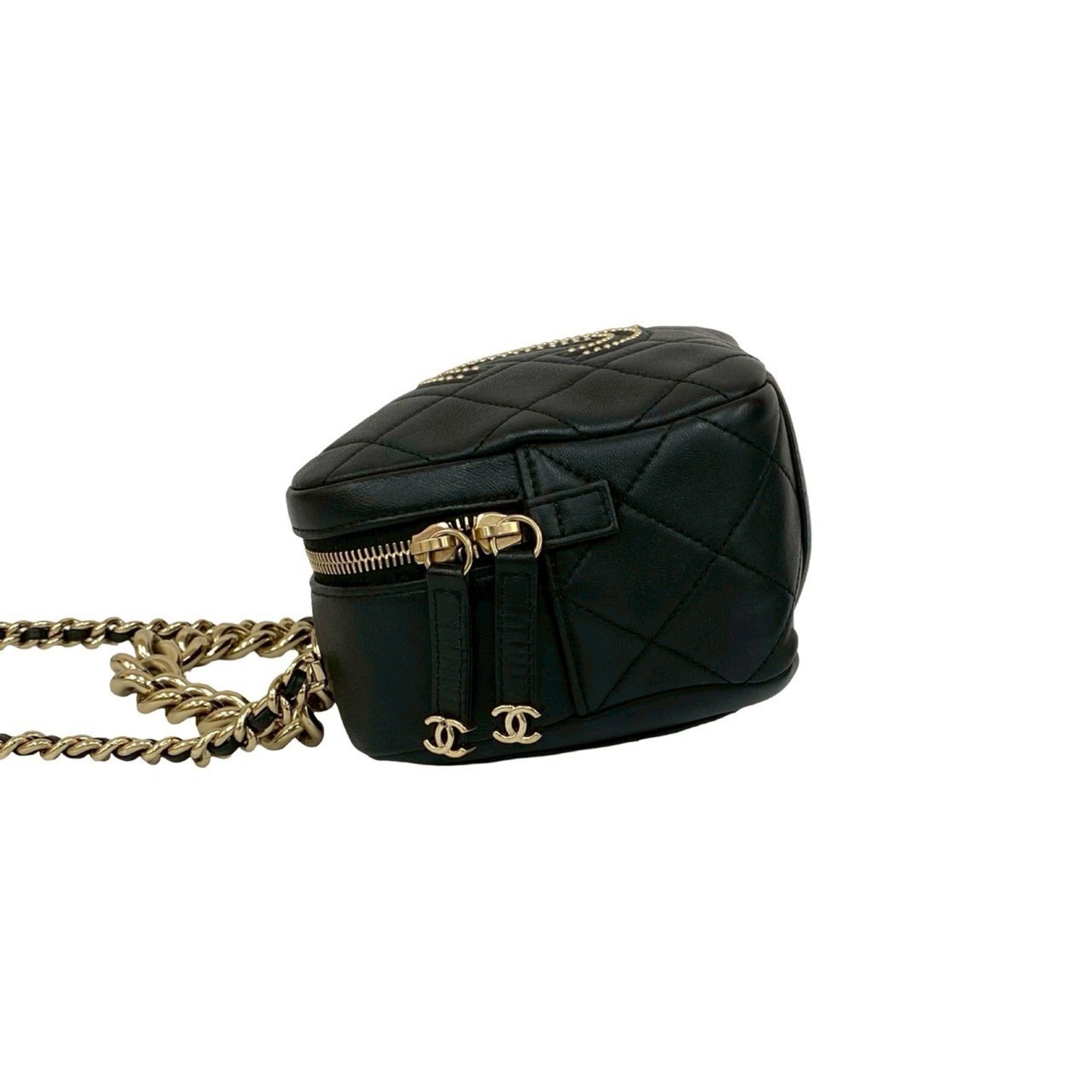 Chanel Black Leather Handbag Shoulder Bag (Pre-Owned)