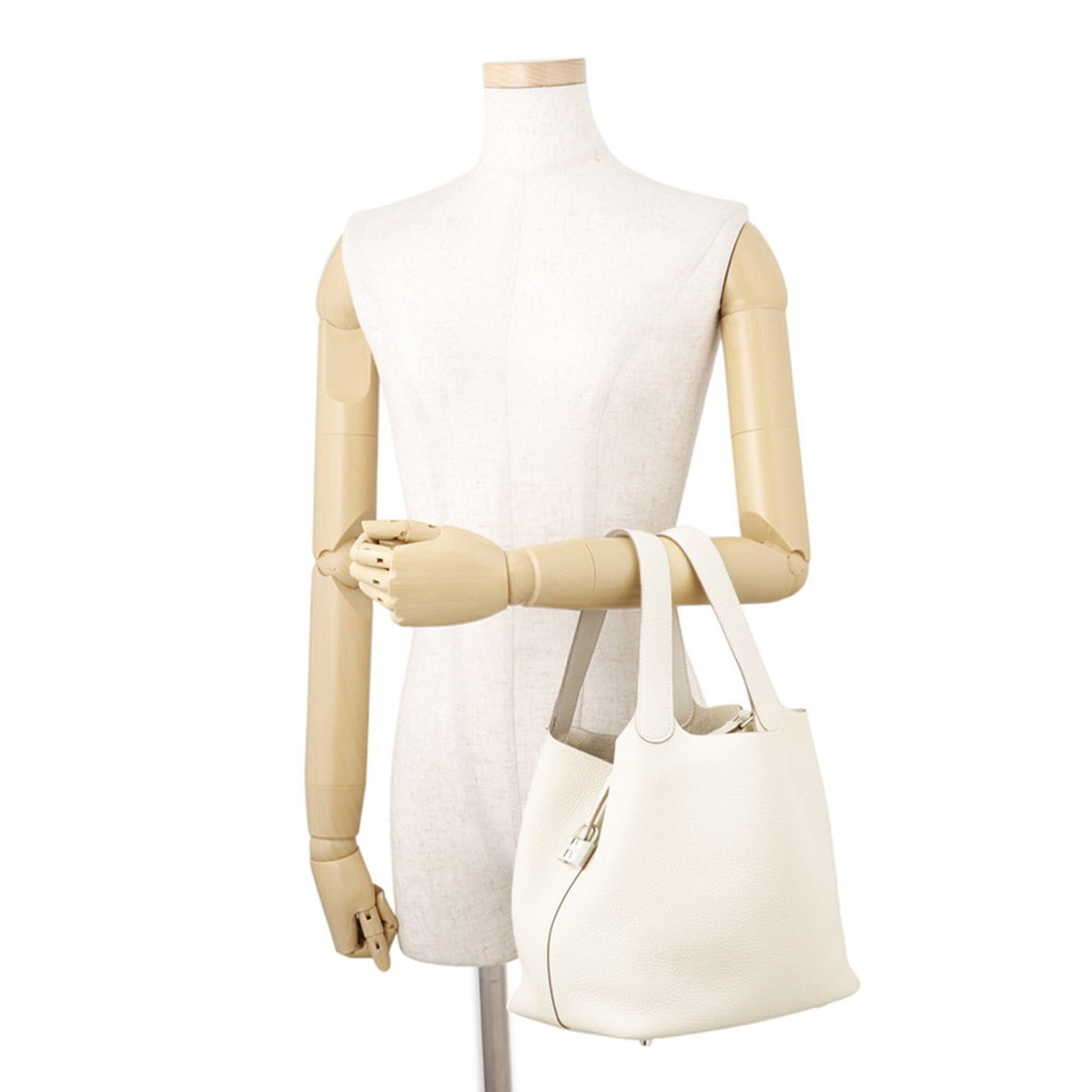 Hermes Picotin Silver Taurillon Clemence Leather Handbag Tote Bag (Pre-Owned)