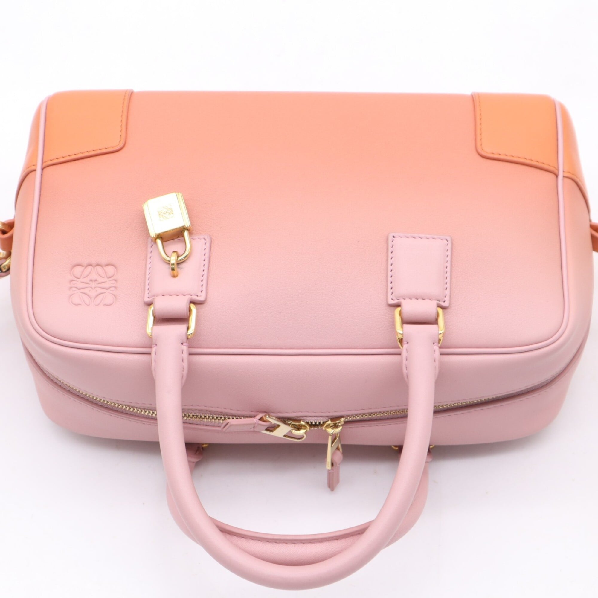 Loewe Amazona Orange Pink Leather Handbag Shoulder Bag (Pre-Owned)
