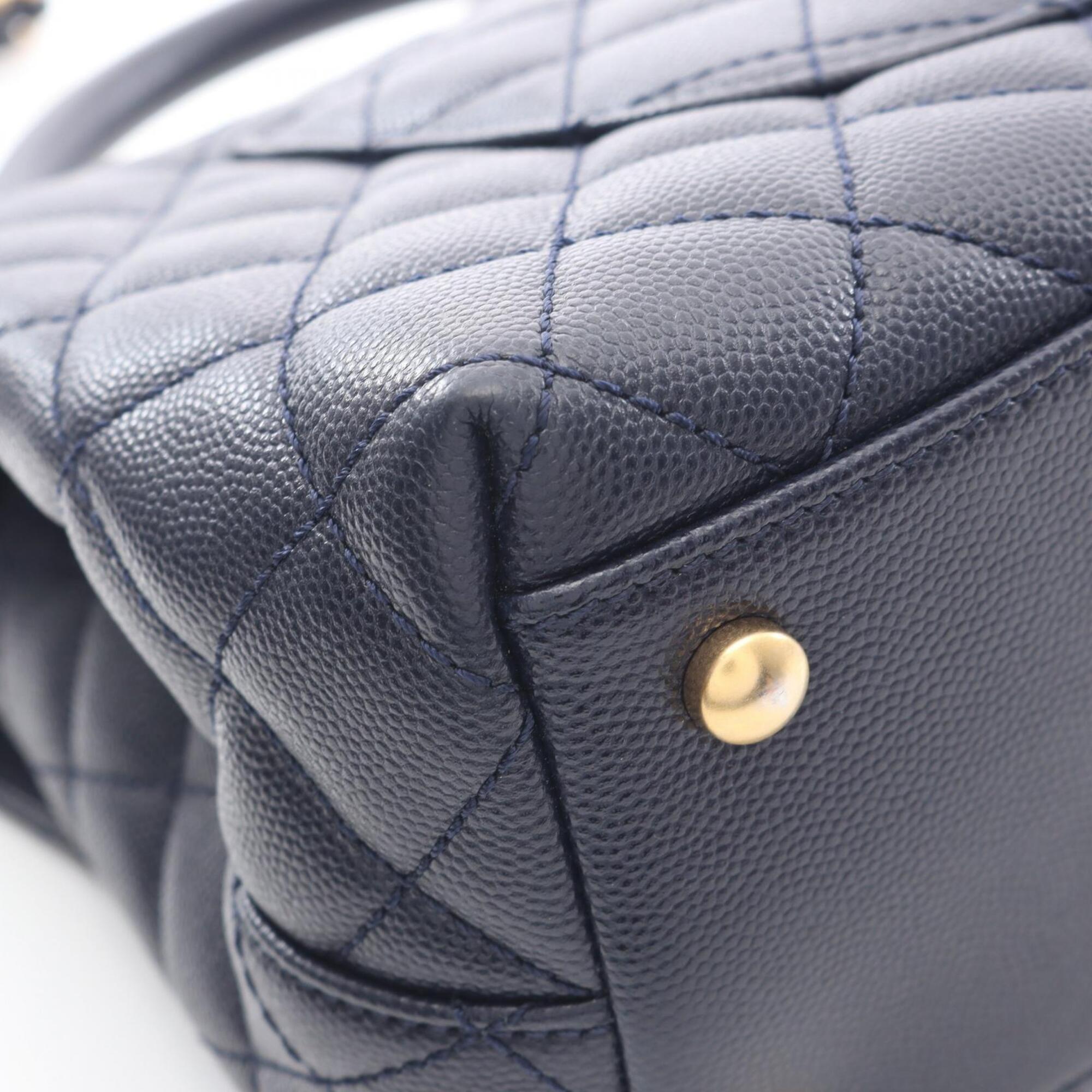 Chanel Navy Grained Calfskin Handbag (Pre-Owned)