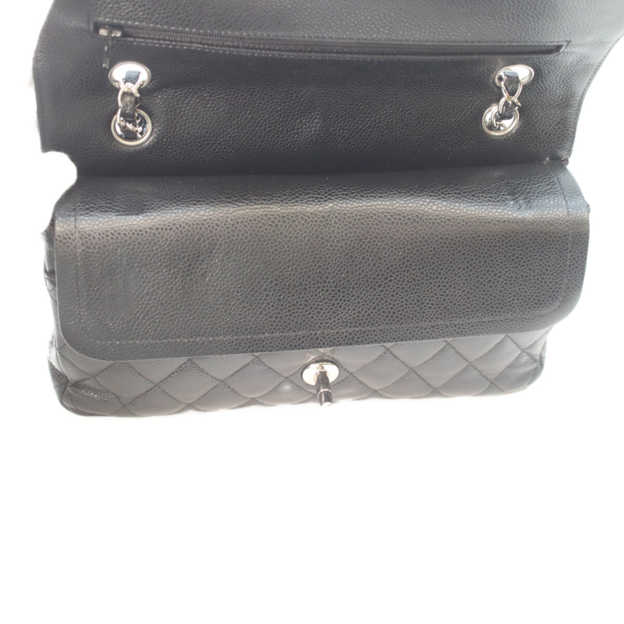 Chanel Matelasse Black Grained Calfskin Shoulder Bag (Pre-Owned)