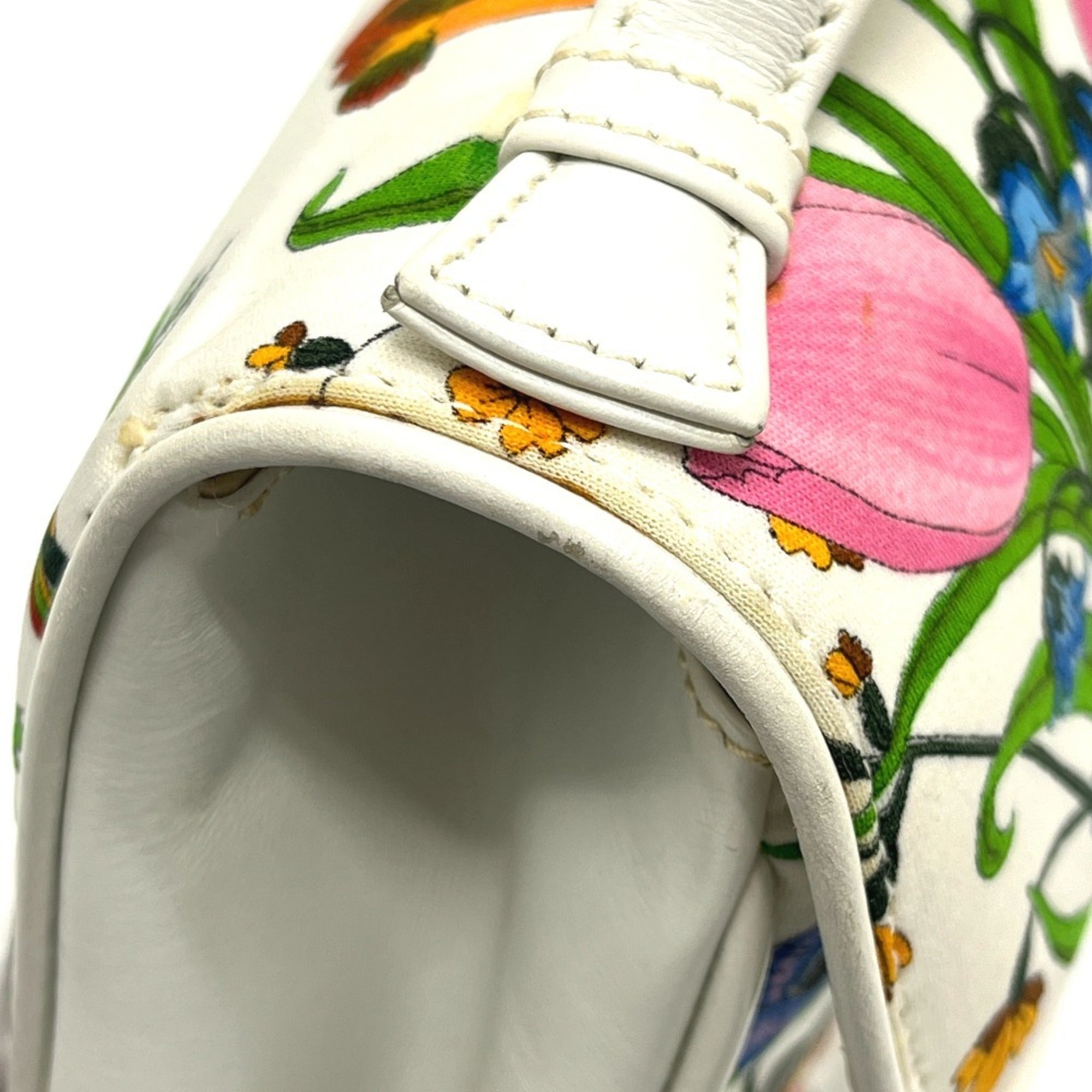 Gucci Flora Multi-Color White Canvas Leather Handbag (Pre-Owned)