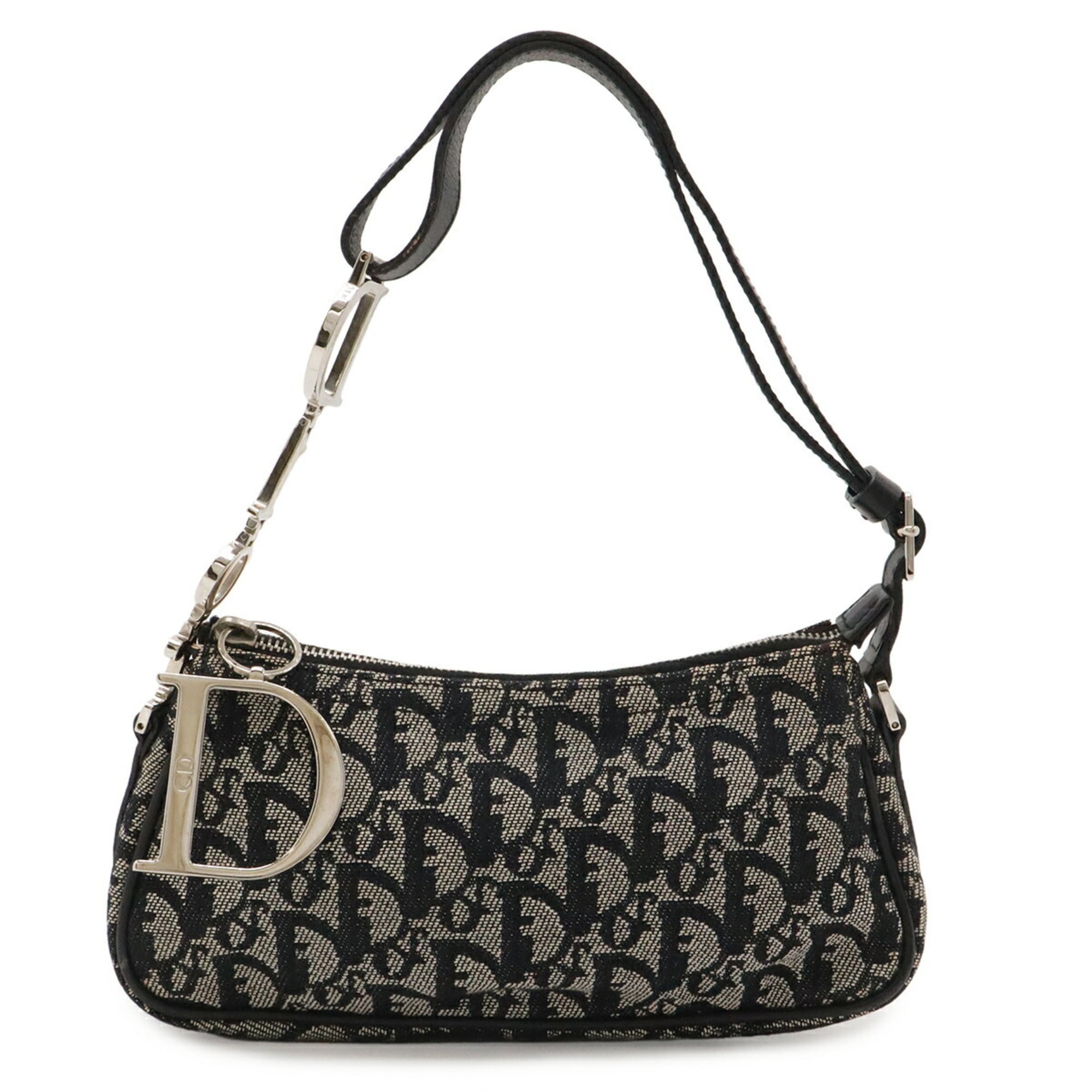 Christian Dior Trotter Navy Canvas Leather Shoulder Bag (Pre-Owned)