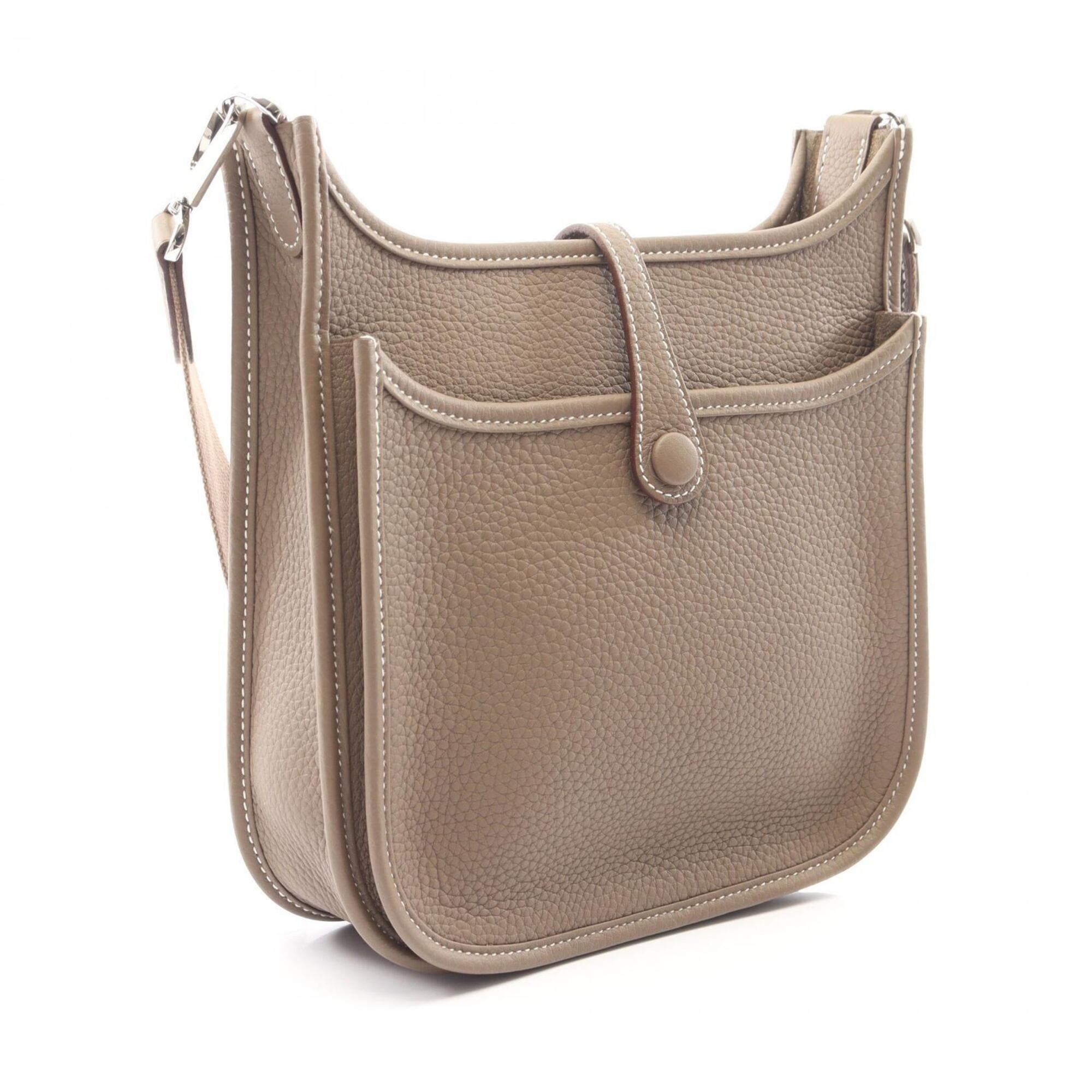 Hermes Beige Etoupe Gray Taurillon Clemence Leather Handbag Shoulder Bag (Pre-Owned)