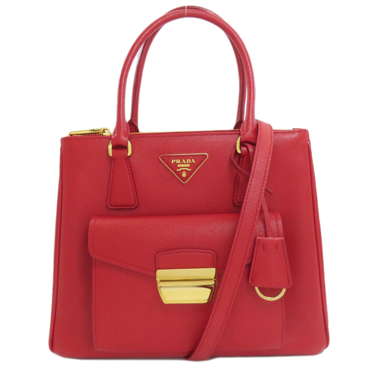 Prada Red Color Leather Handbag (Pre-Owned)