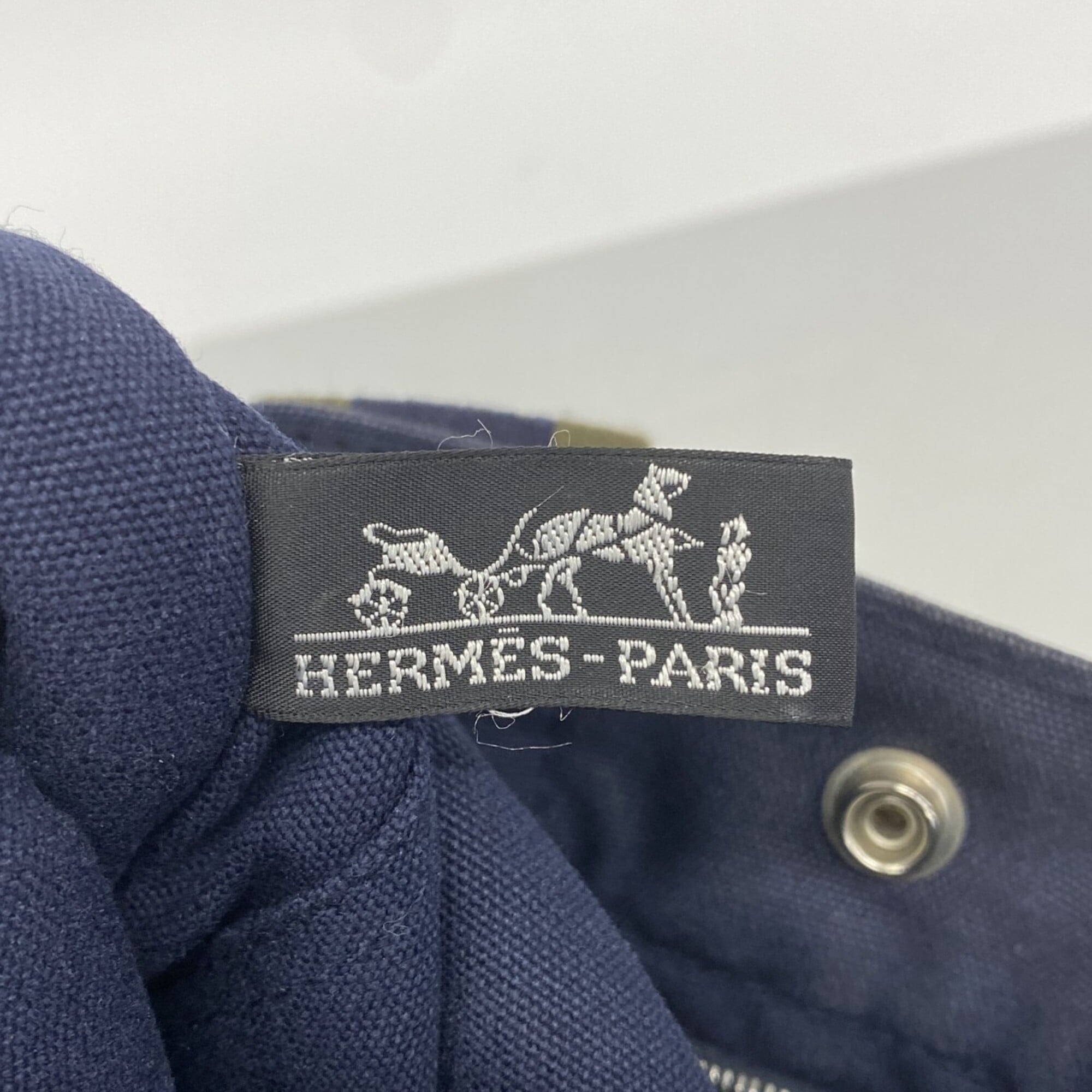 Hermes Navy Canvas Handbag (Pre-Owned)