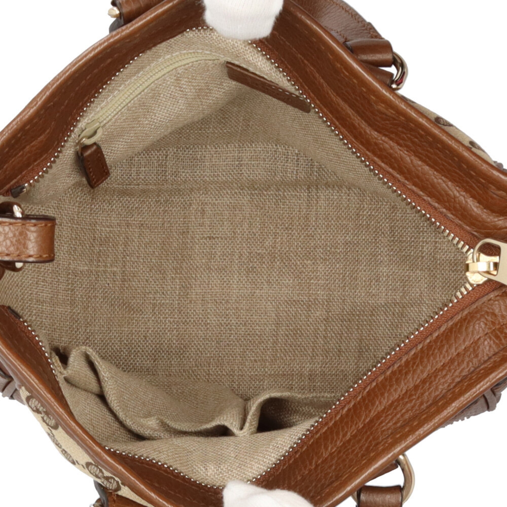Gucci Gg Canvas Beige Brown Gg Canvas Handbag Shoulder Bag (Pre-Owned)
