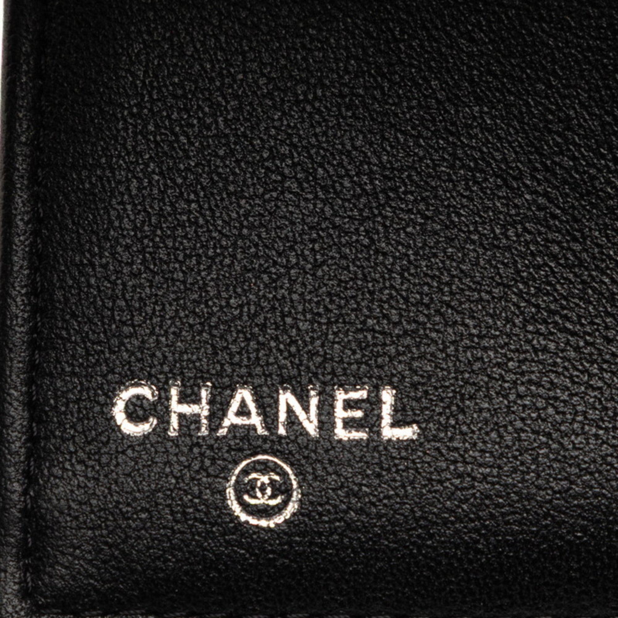Chanel Matelasse Black Leather Wallet (Tri-Fold) (Pre-Owned)