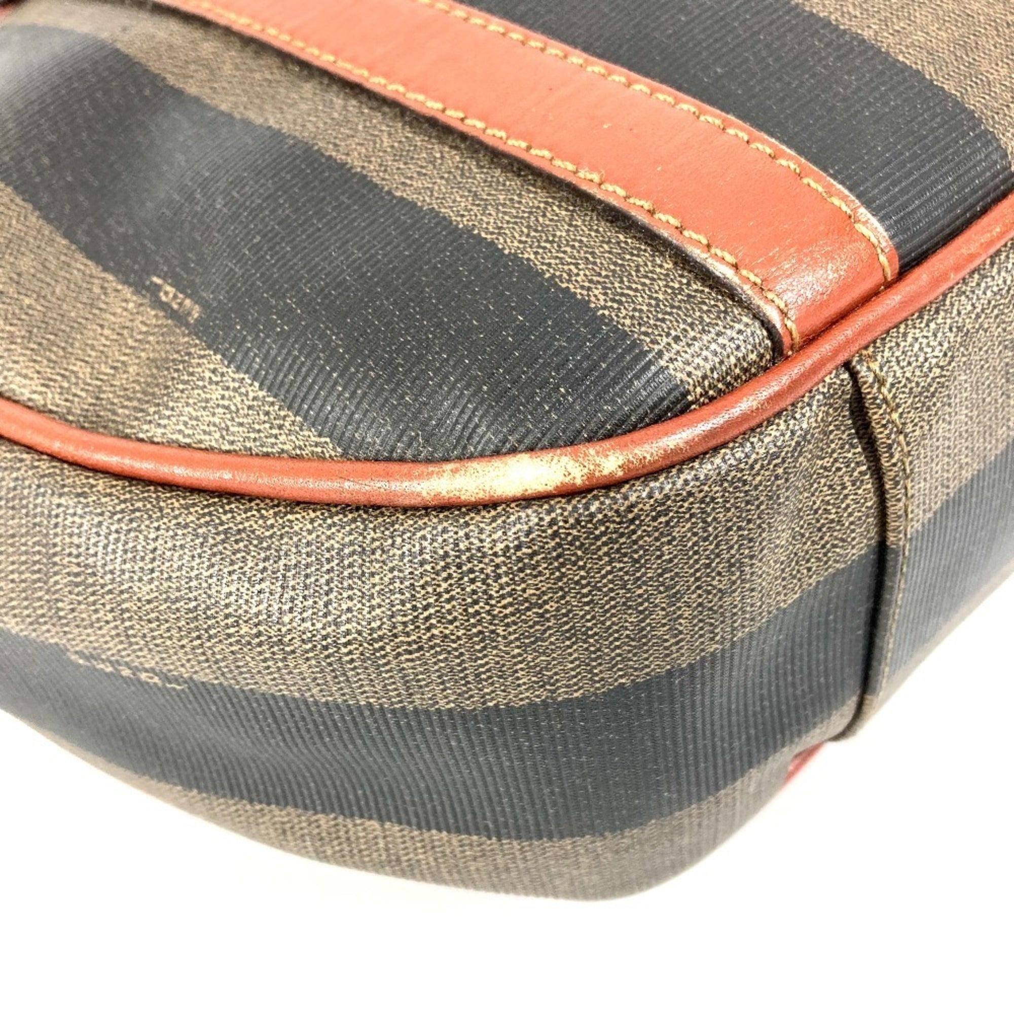 Fendi Pequin Brown Khaki Pvc Leather Handbag Tote Bag (Pre-Owned)