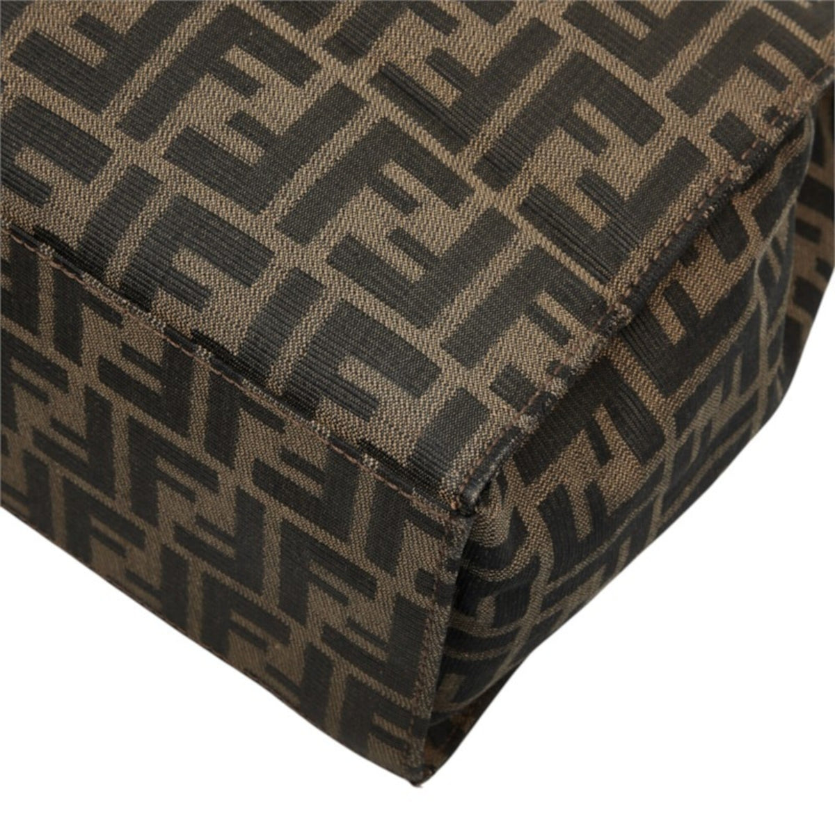 Fendi Zucca Brown Canvas Leather Shoulder Bag Tote Bag (Pre-Owned)