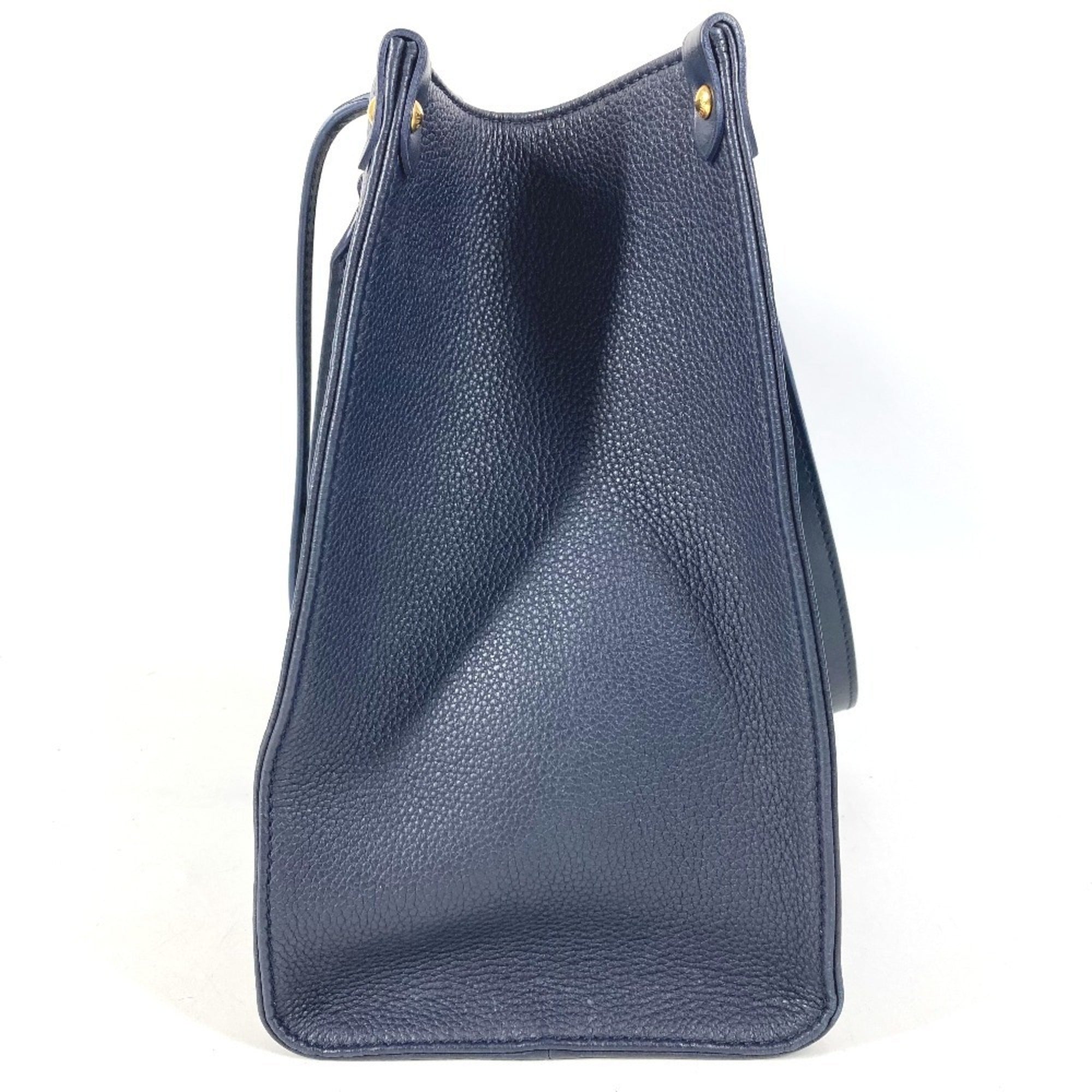 Louis Vuitton Navy White Leather Shoulder Bag Tote Bag (Pre-Owned)