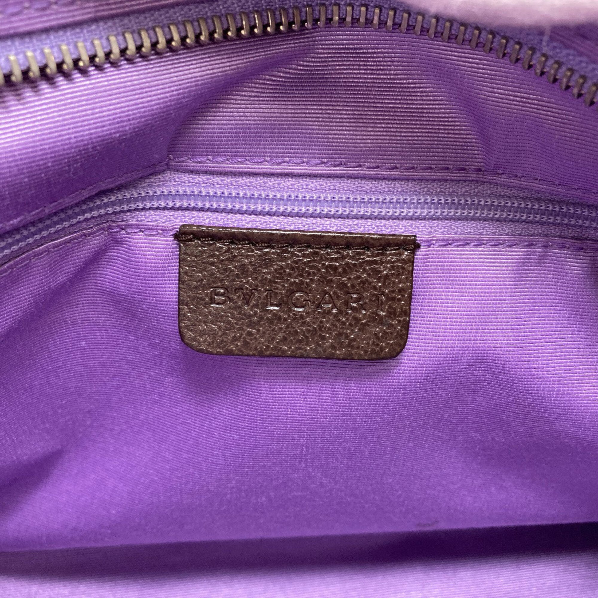 Bvlgari Beige Brown Canvas Handbag (Pre-Owned)