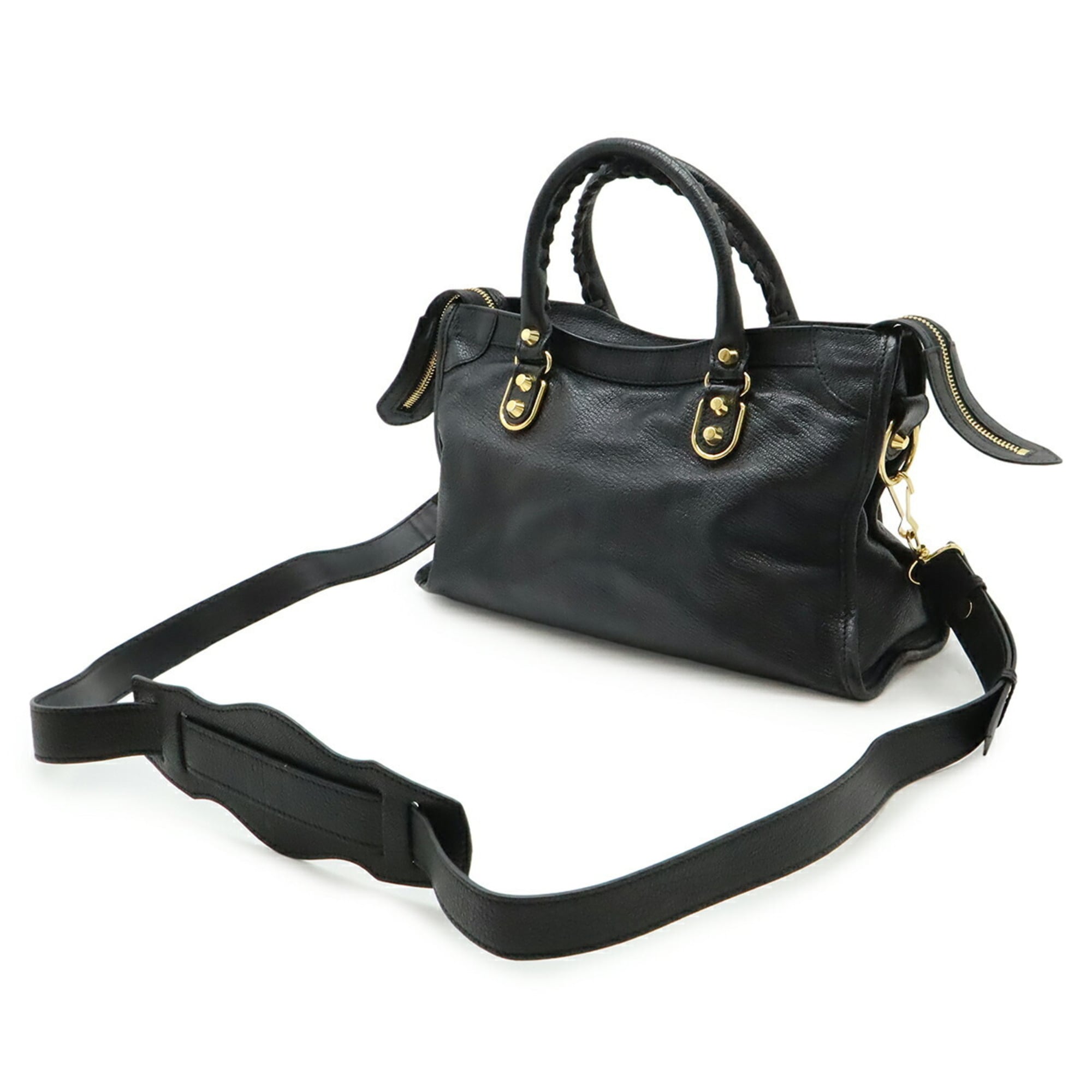 Balenciaga Black Leather Handbag Shoulder Bag (Pre-Owned)