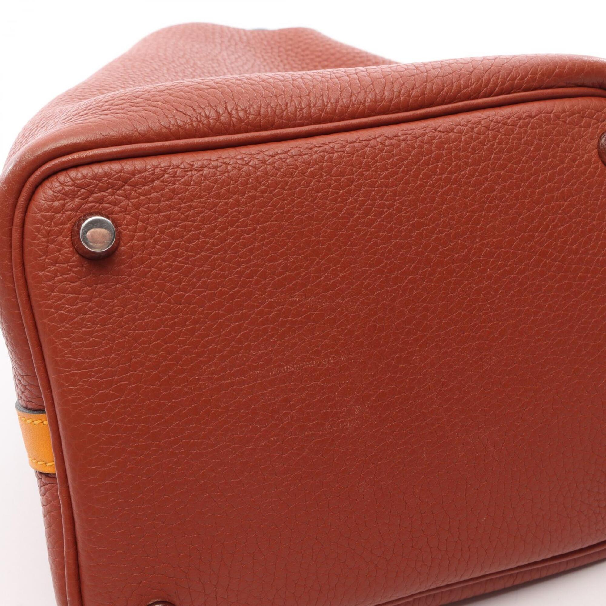 Hermes Brown Yellow Taurillon Clemence Leather Leather Swift Leather Handbag (Pre-Owned)