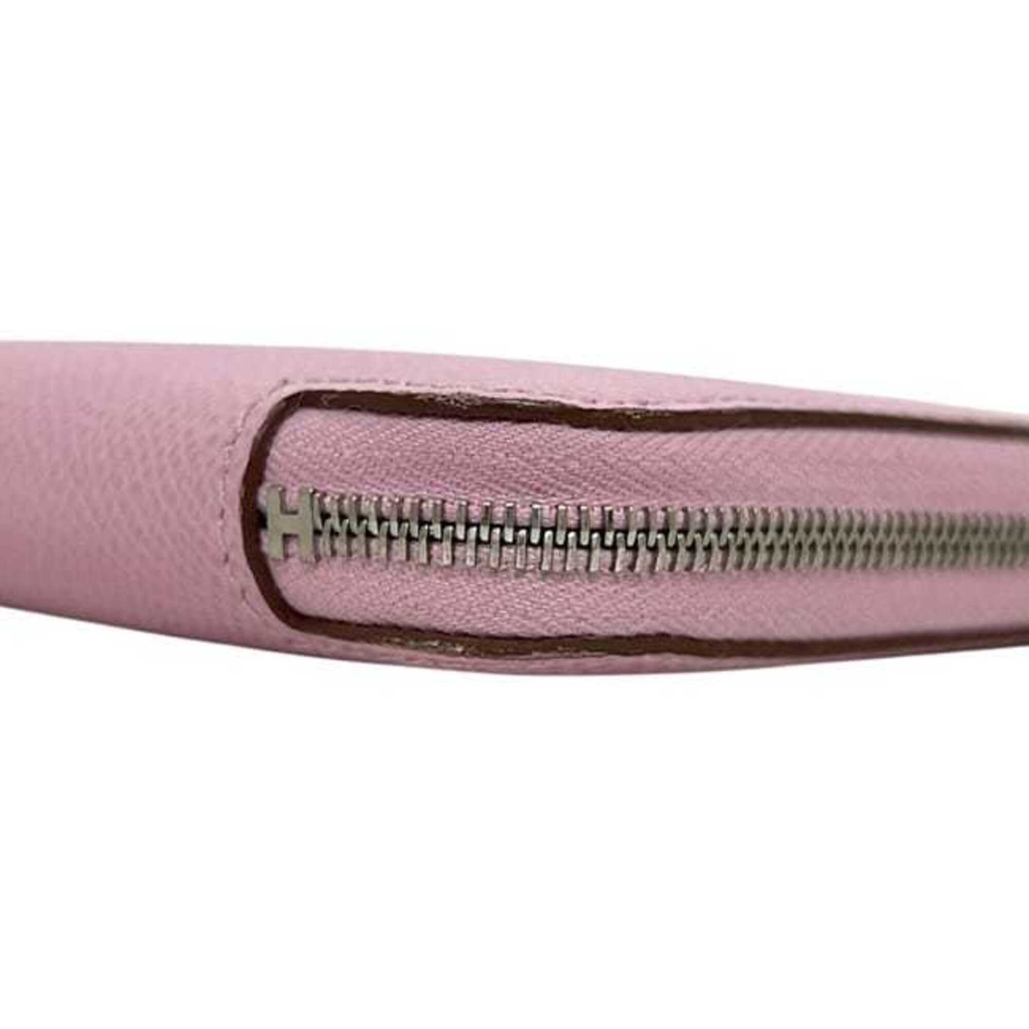 Hermes Pink Epsom Leather Silk Long Wallet (Bi-Fold) (Pre-Owned)