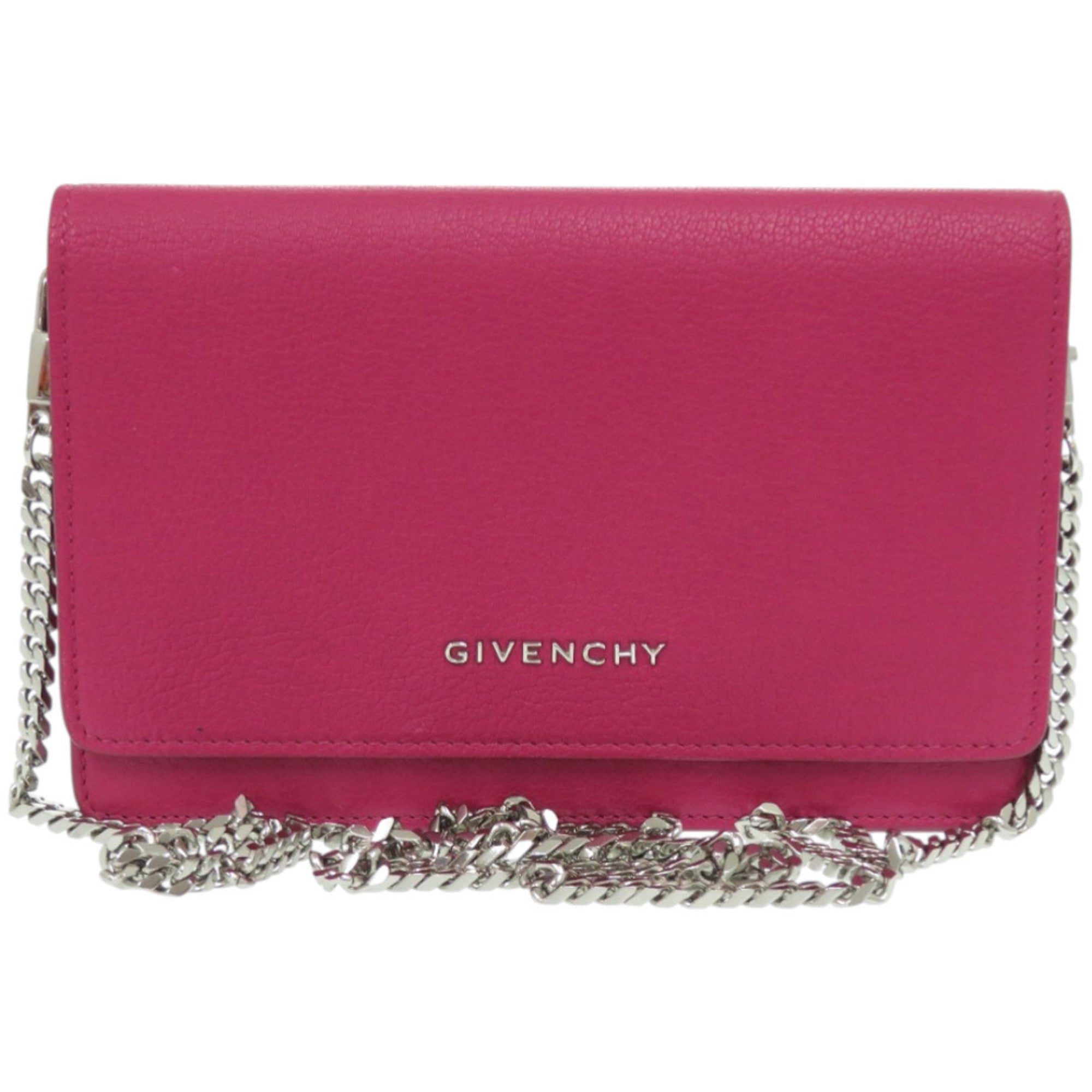 Balenciaga Pink Pink Red Leather Chain/Shoulder Wallet (Pre-Owned)