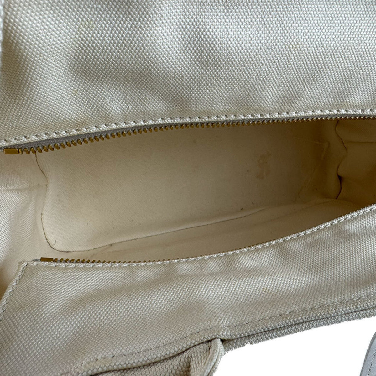 Prada Ivory Canvas Handbag Shoulder Bag (Pre-Owned)