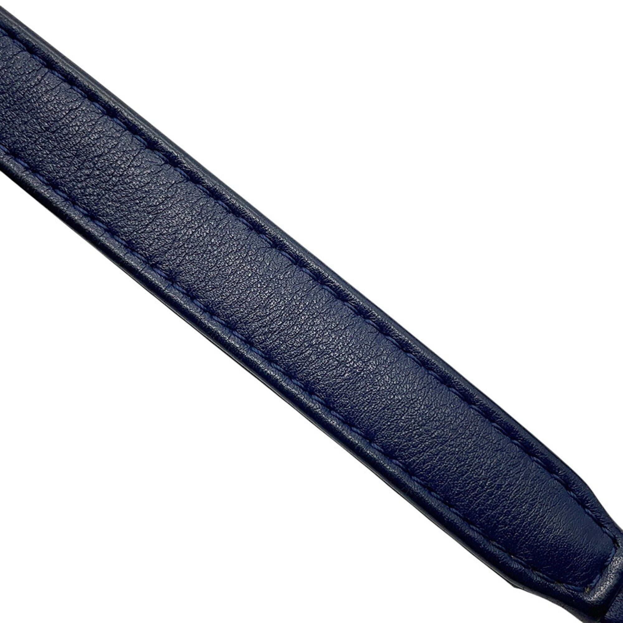 Chanel Navy Leather Handbag Shoulder Bag (Pre-Owned)