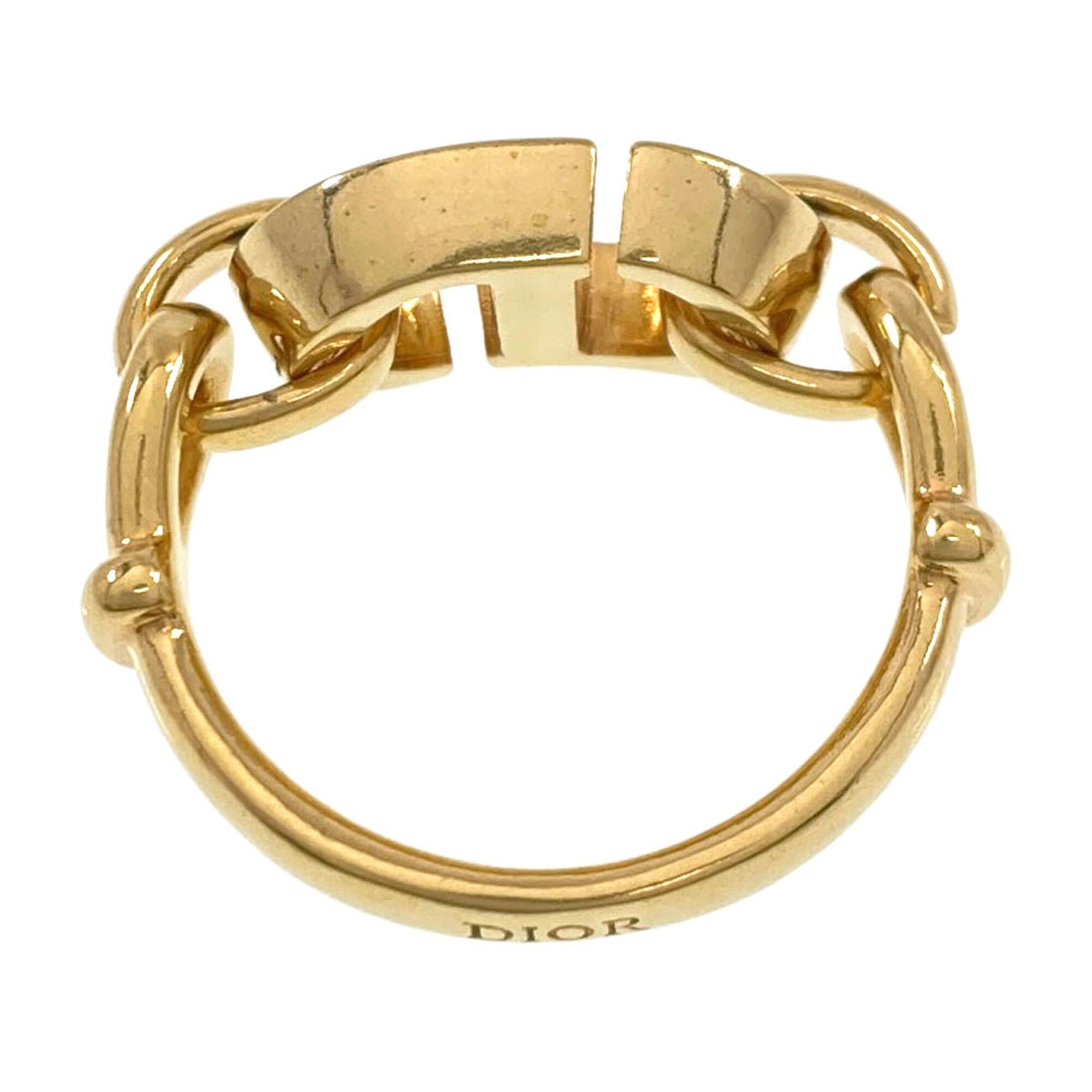 Christian Dior Gold Black Gold Plating Band Ring (Pre-Owned)
