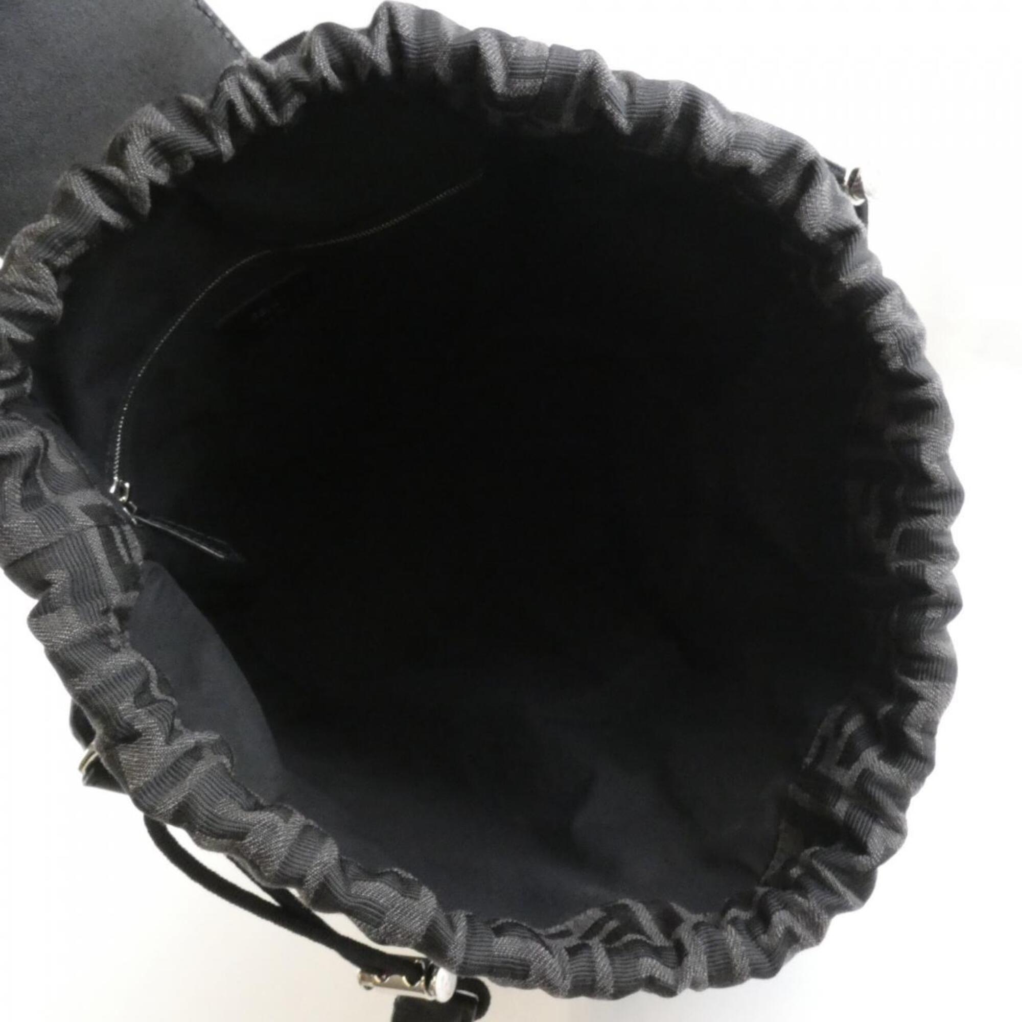 Fendi Black Canvas Leather Backpack (Pre-Owned)