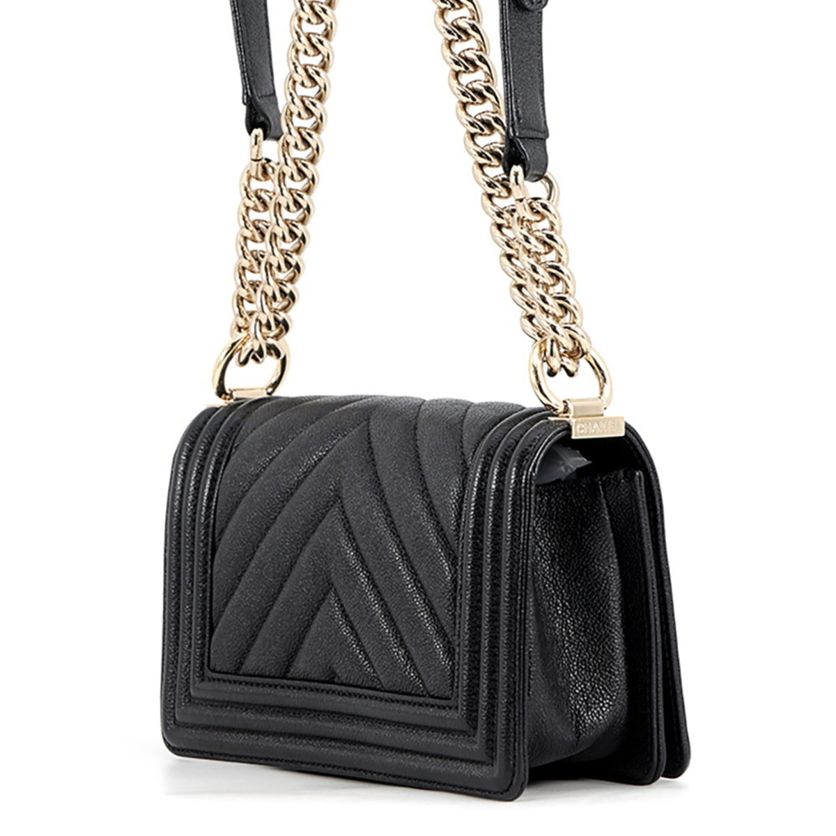 Chanel Black Grained Calfskin Handbag Shoulder Bag (Pre-Owned)