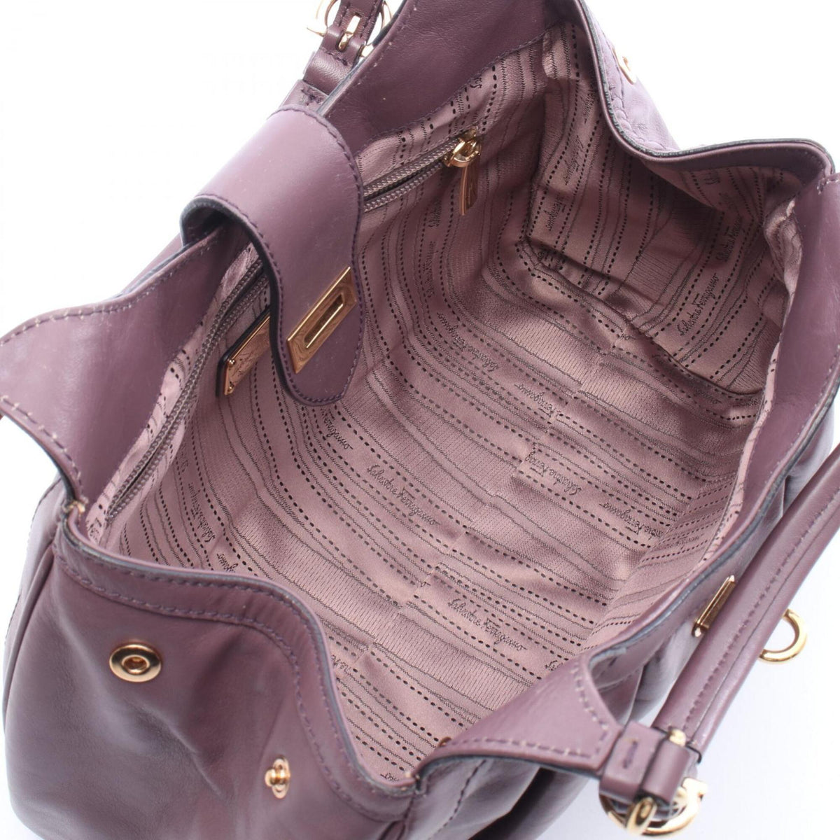 Salvatore Ferragamo Purple Leather Handbag (Pre-Owned)