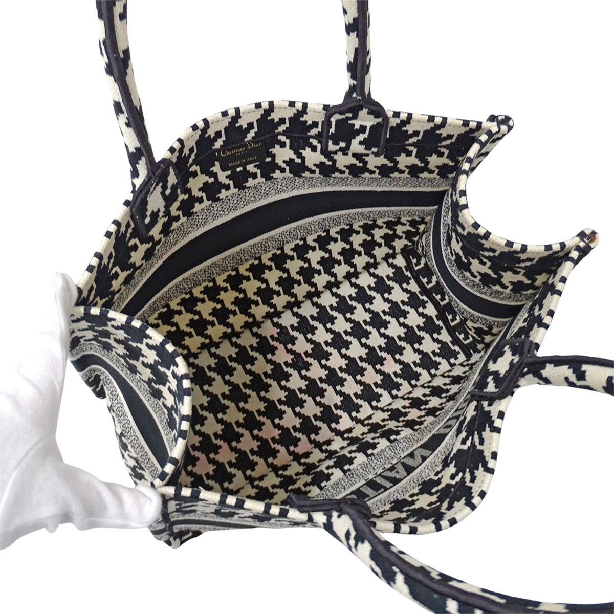 Christian Dior Black White Canvas Handbag Tote Bag (Pre-Owned)