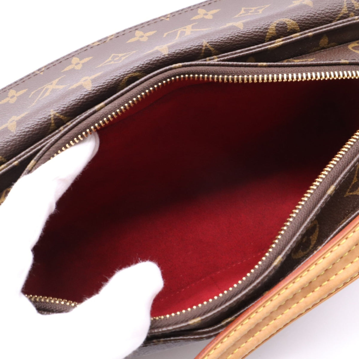Louis Vuitton Beige Brown Monogram Coated Canvas Handbag (Pre-Owned)