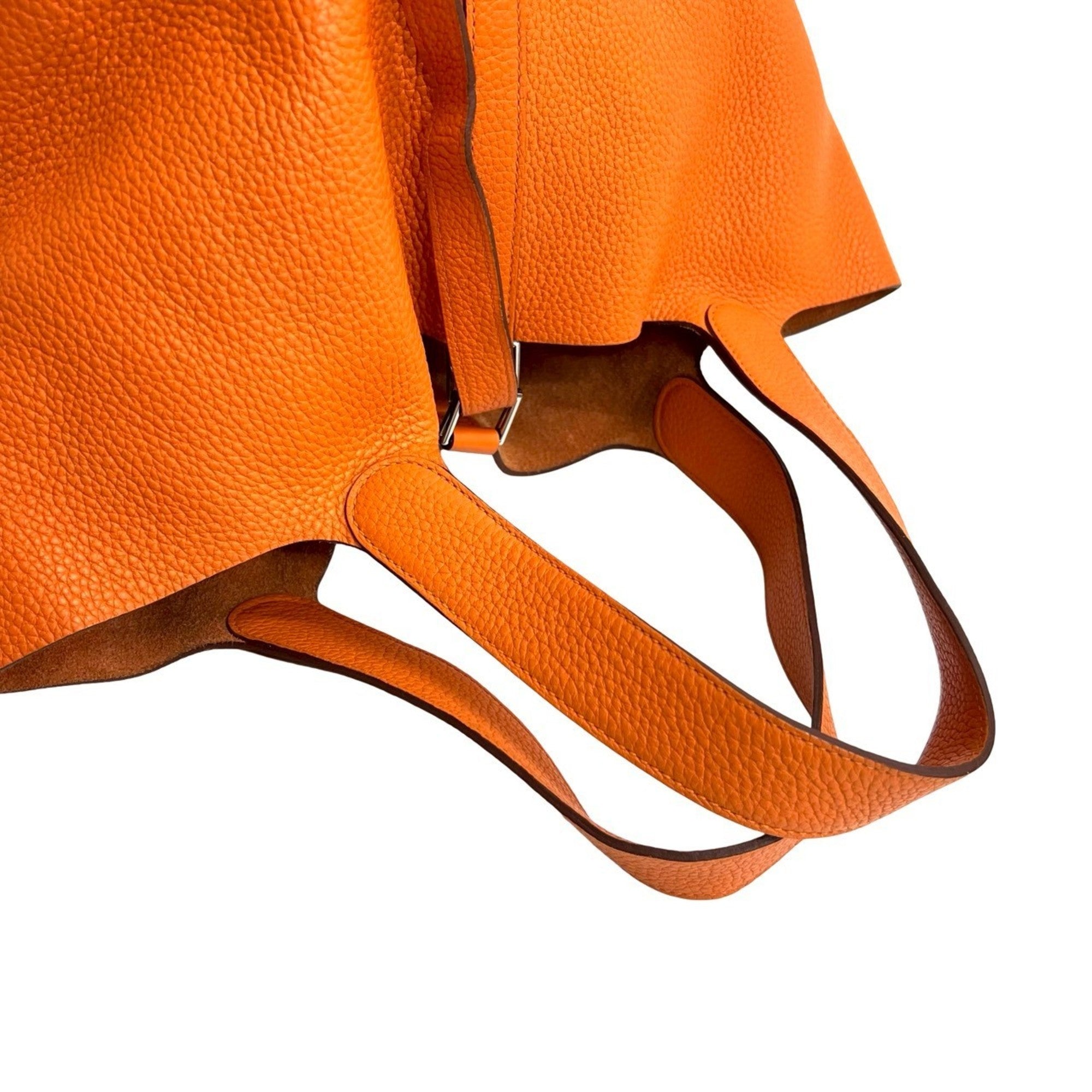 Hermes Orange Taurillon Clemence Leather Handbag Tote Bag (Pre-Owned)