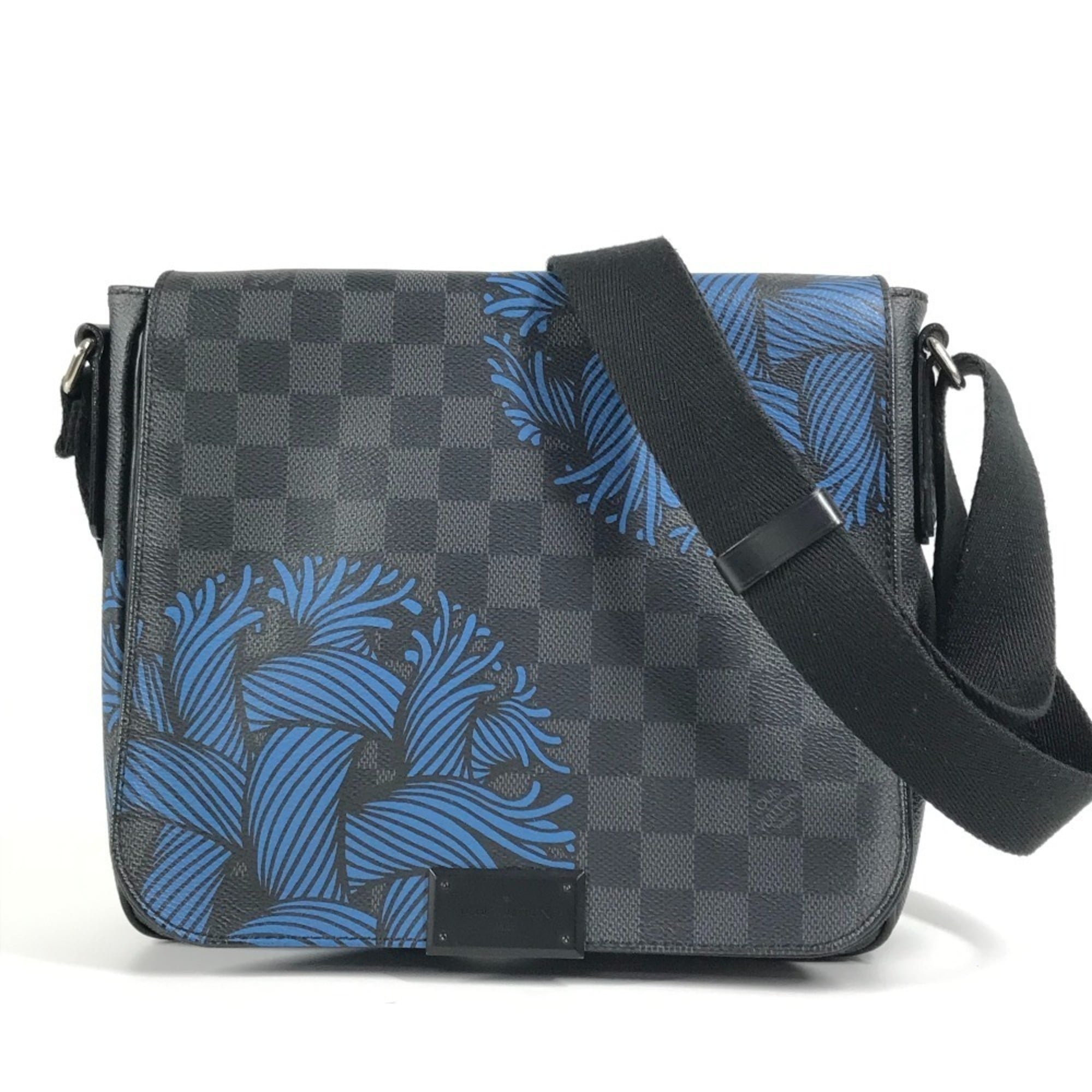 Louis Vuitton Black Blue Damier Graphite Messenger Bag Shoulder Bag (Pre-Owned)
