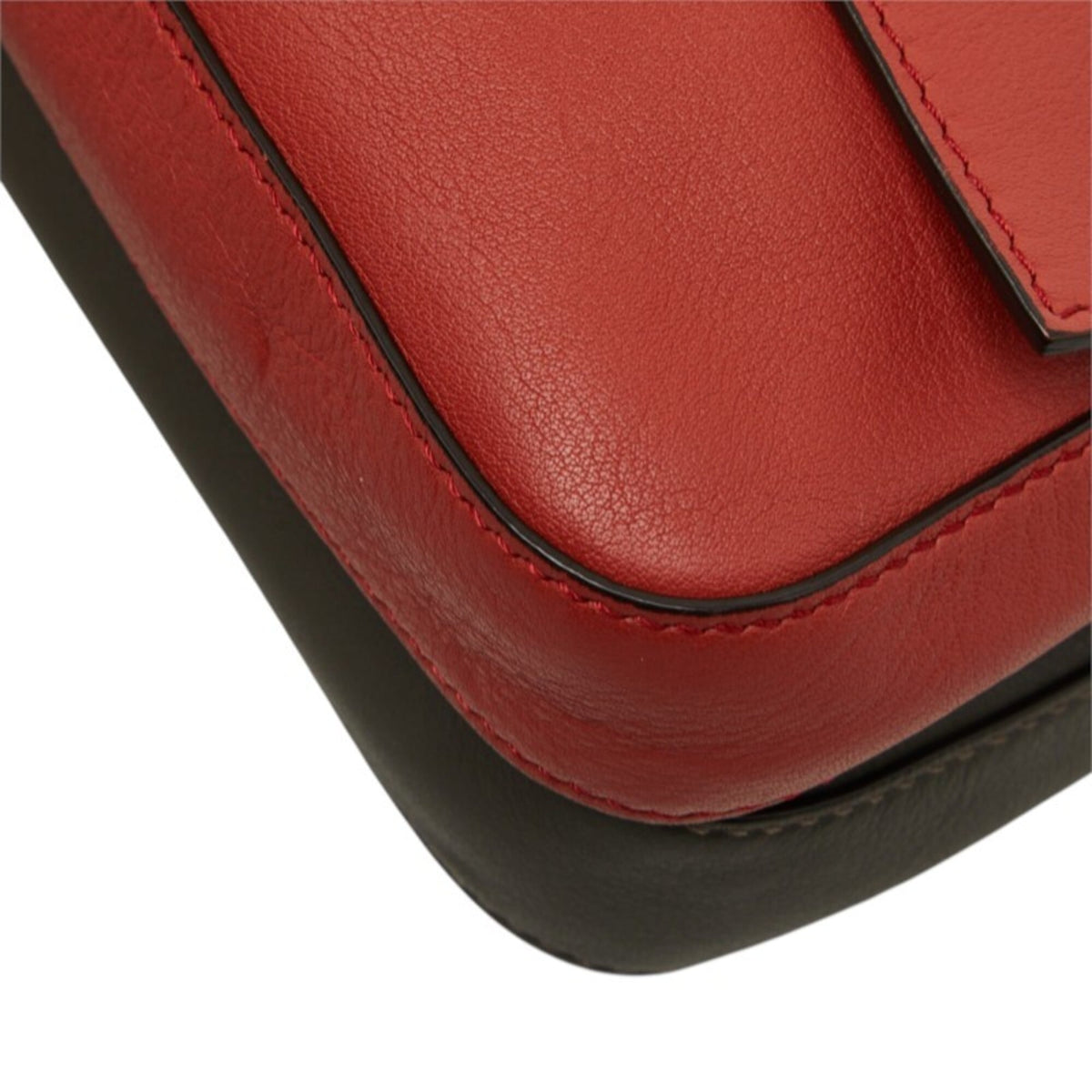 Fendi Red Color Leather Handbag Shoulder Bag (Pre-Owned)