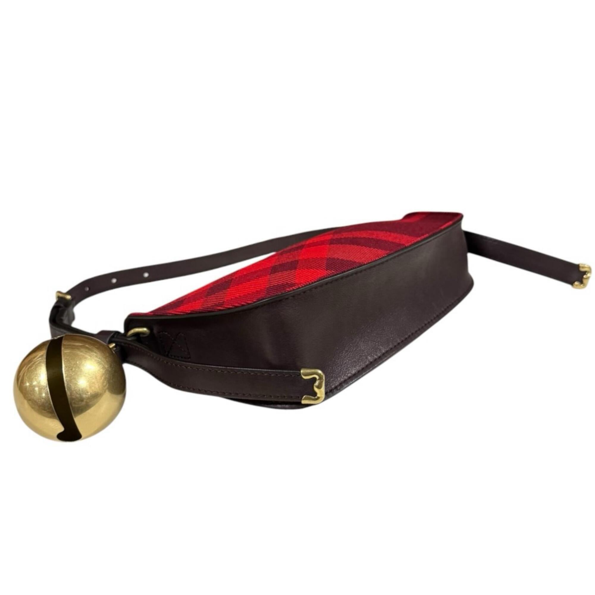 Burberry Red Color Canvas Shoulder Bag (Pre-Owned)