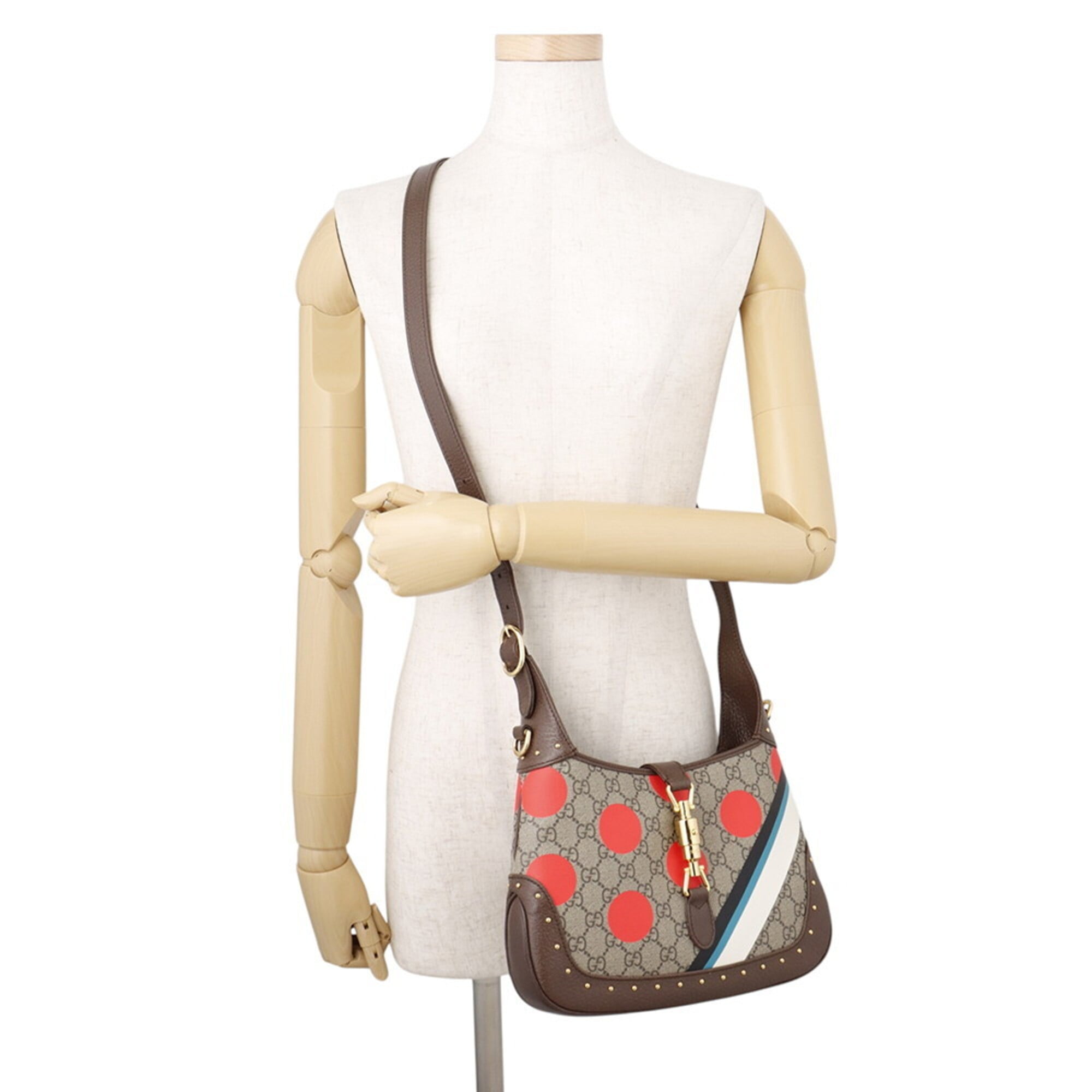Gucci Beige Multi-Color Gg Supreme Leather Shoulder Bag (Pre-Owned)