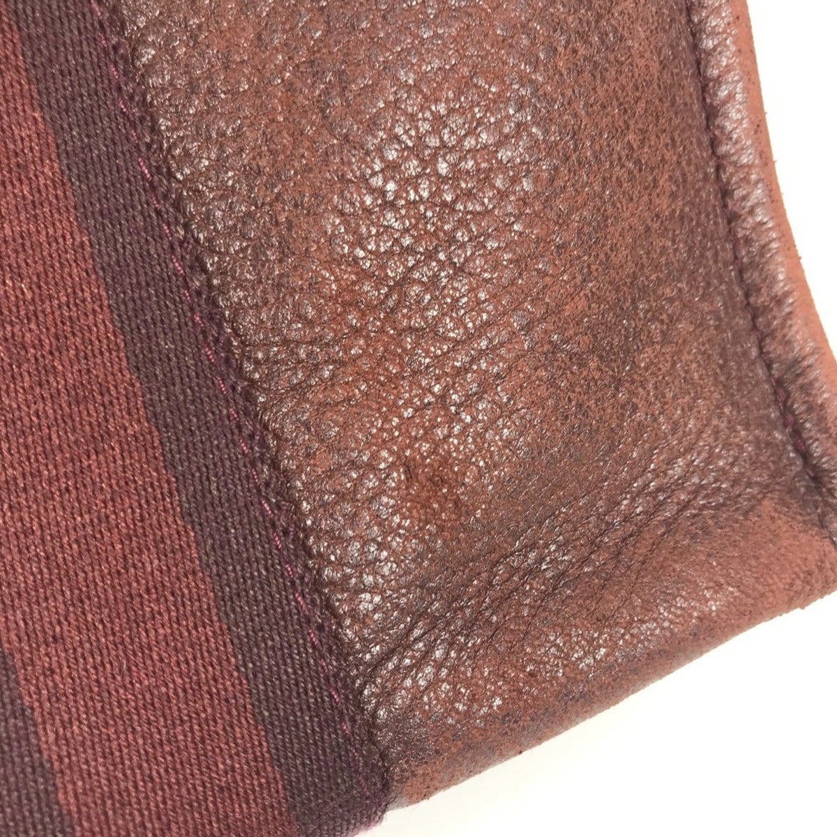 Hermes Red Color Wine Canvas Leather Handbag Tote Bag (Pre-Owned)