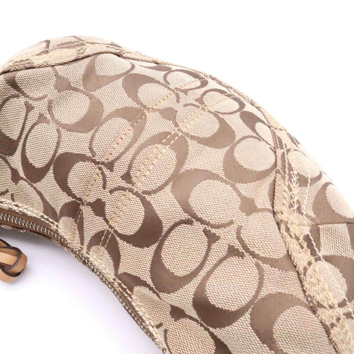 Coach Beige Brown Signature Line Handbag (Pre-Owned)