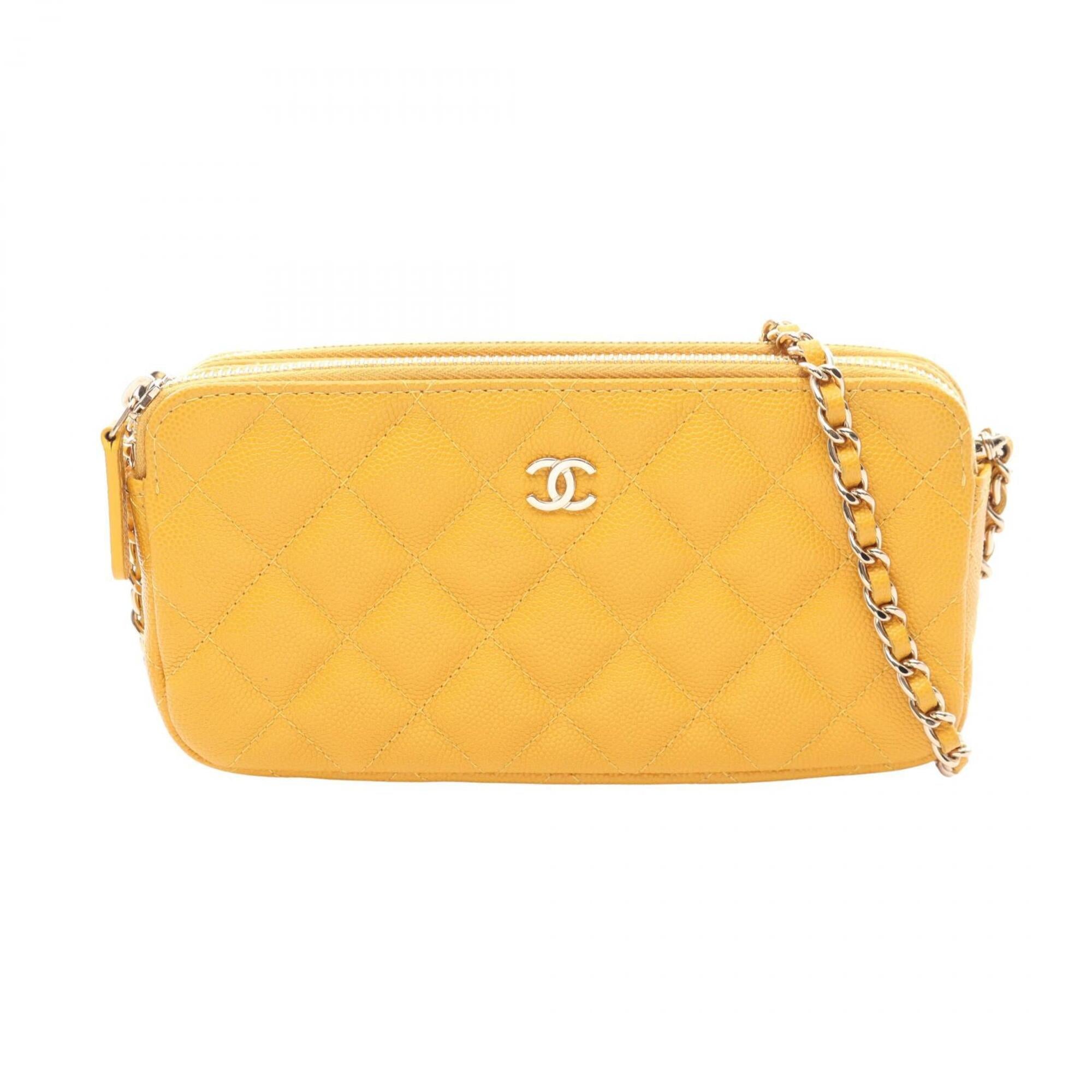 Chanel Yellow Grained Calfskin Handbag Shoulder Bag (Pre-Owned)