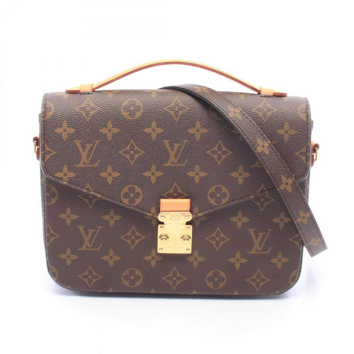 Louis Vuitton Brown Coated Canvas Monogram Leather Handbag Pochette (Pre-Owned)