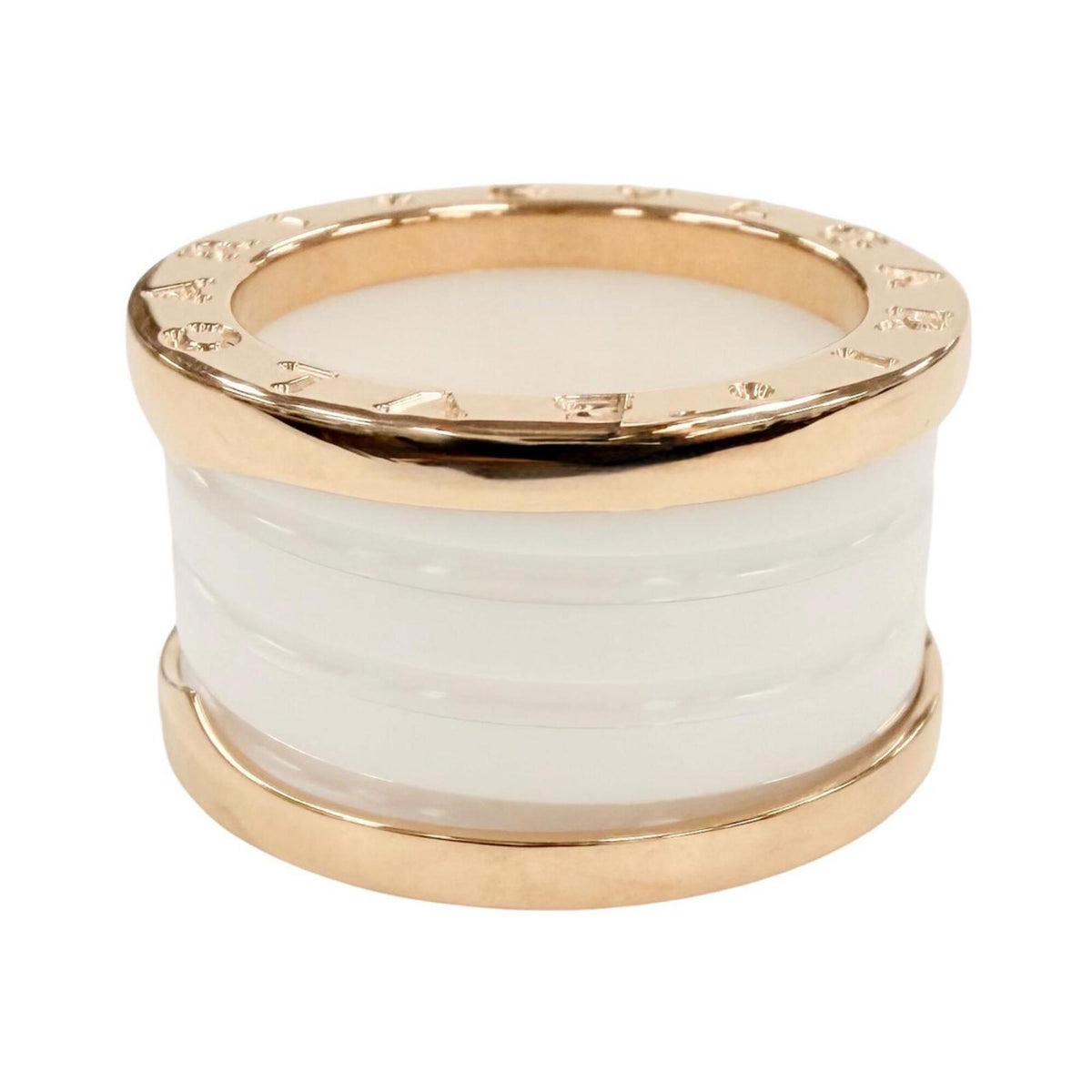 Bvlgari Pink Gold White Pink Gold (18K) Ceramic Band Ring (Pre-Owned)