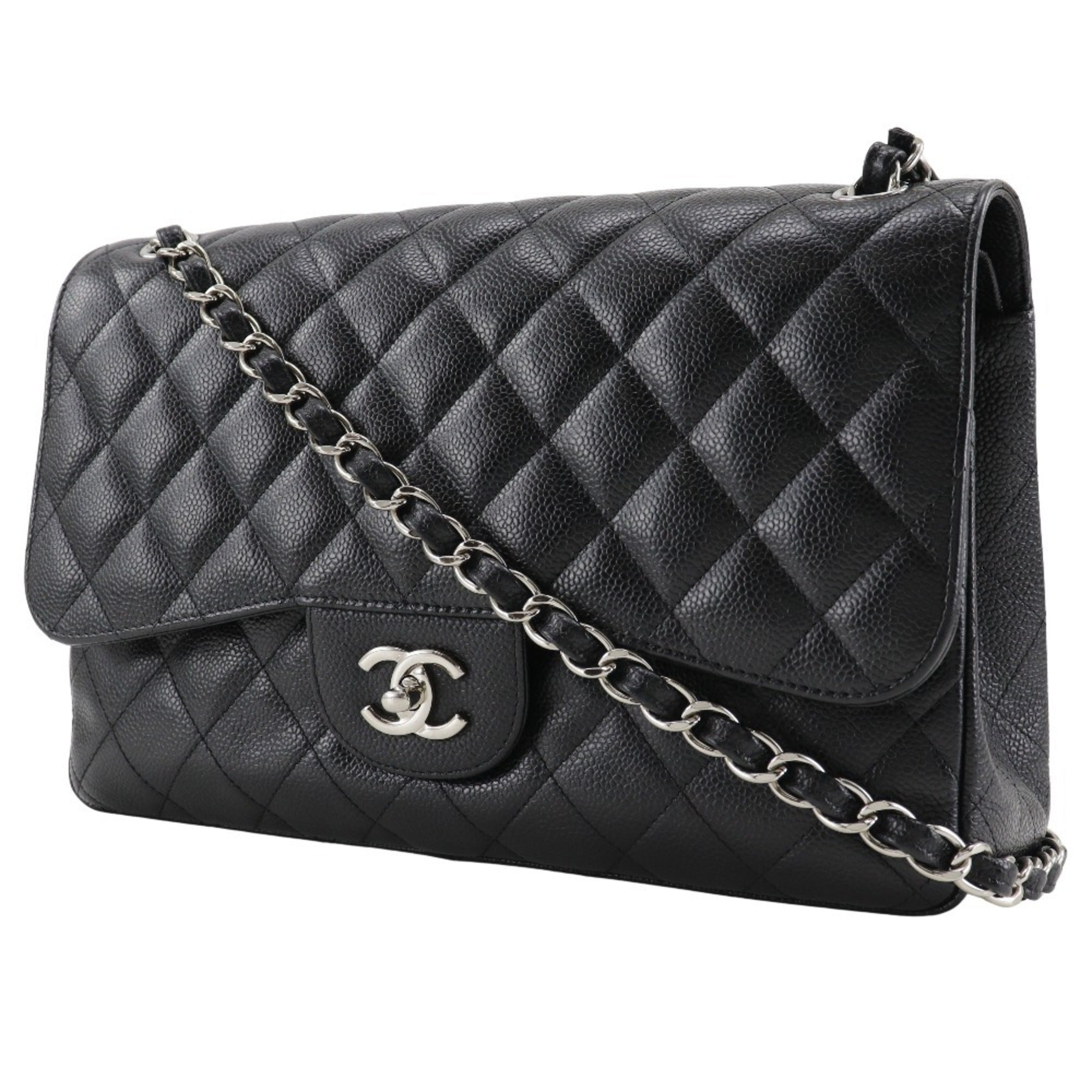 Chanel Black Caviar Leather Shoulder Bag (Pre-Owned)