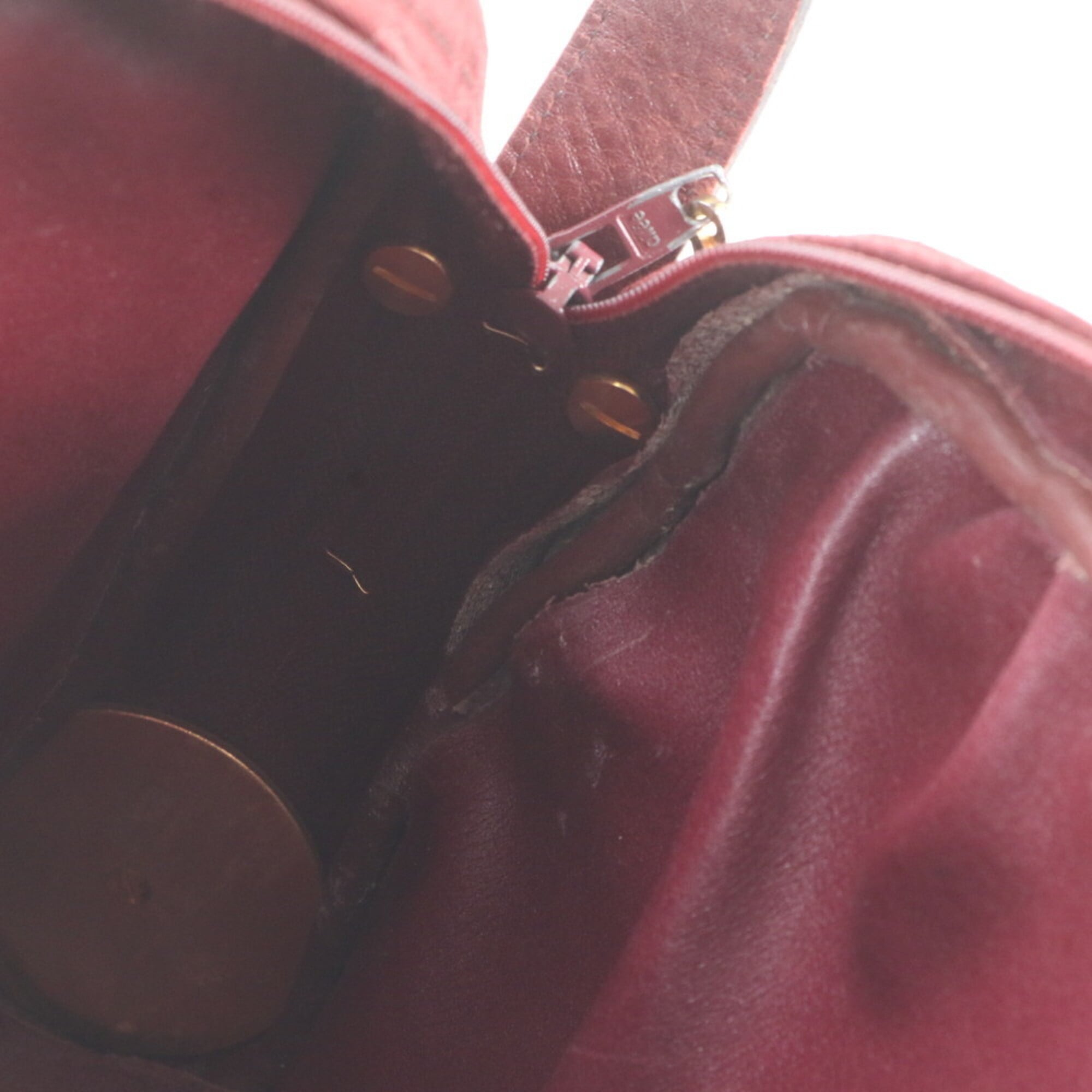 Christian Dior Red Color Wine Leather Canvas Crossbody Bag Shoulder Bag (Pre-Owned)