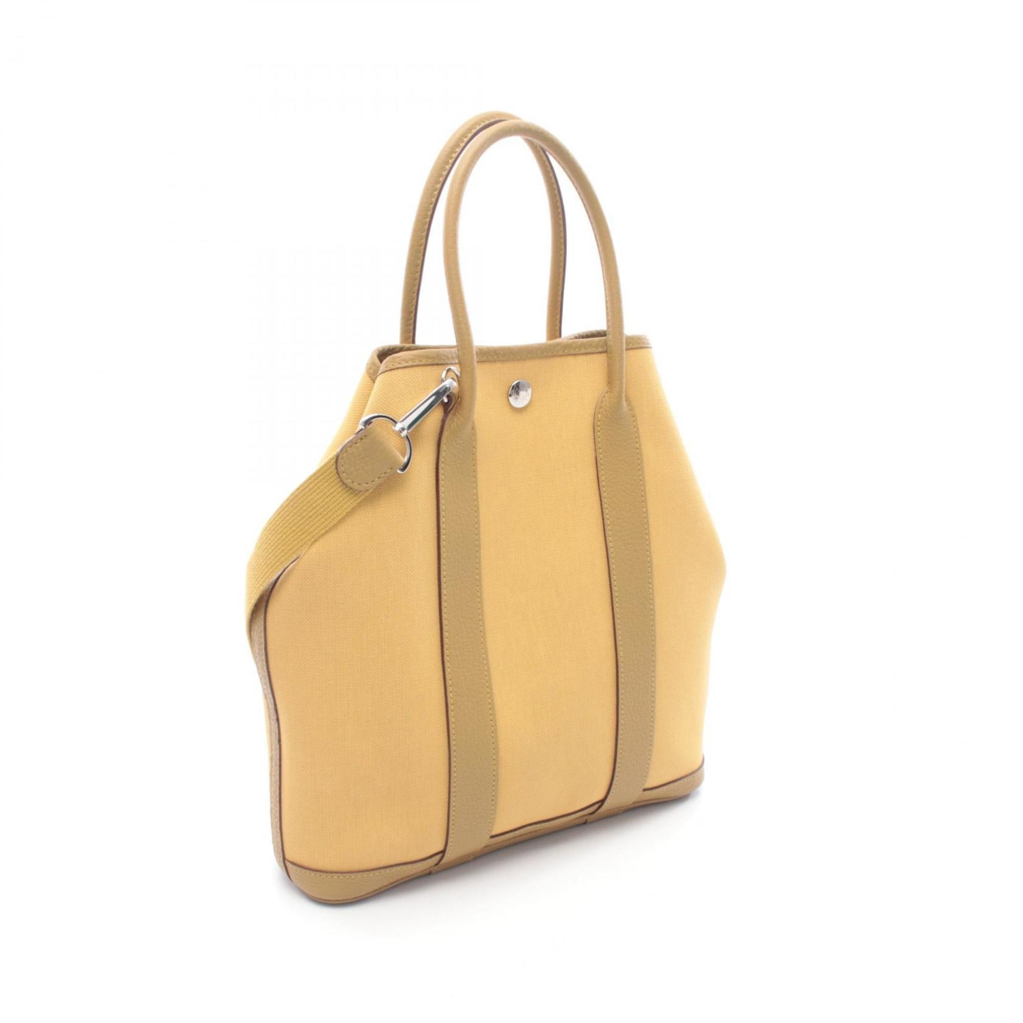 Hermes Beige Yellow Canvas Negonda Leather Toile Officier Handbag Tote Bag (Pre-Owned)
