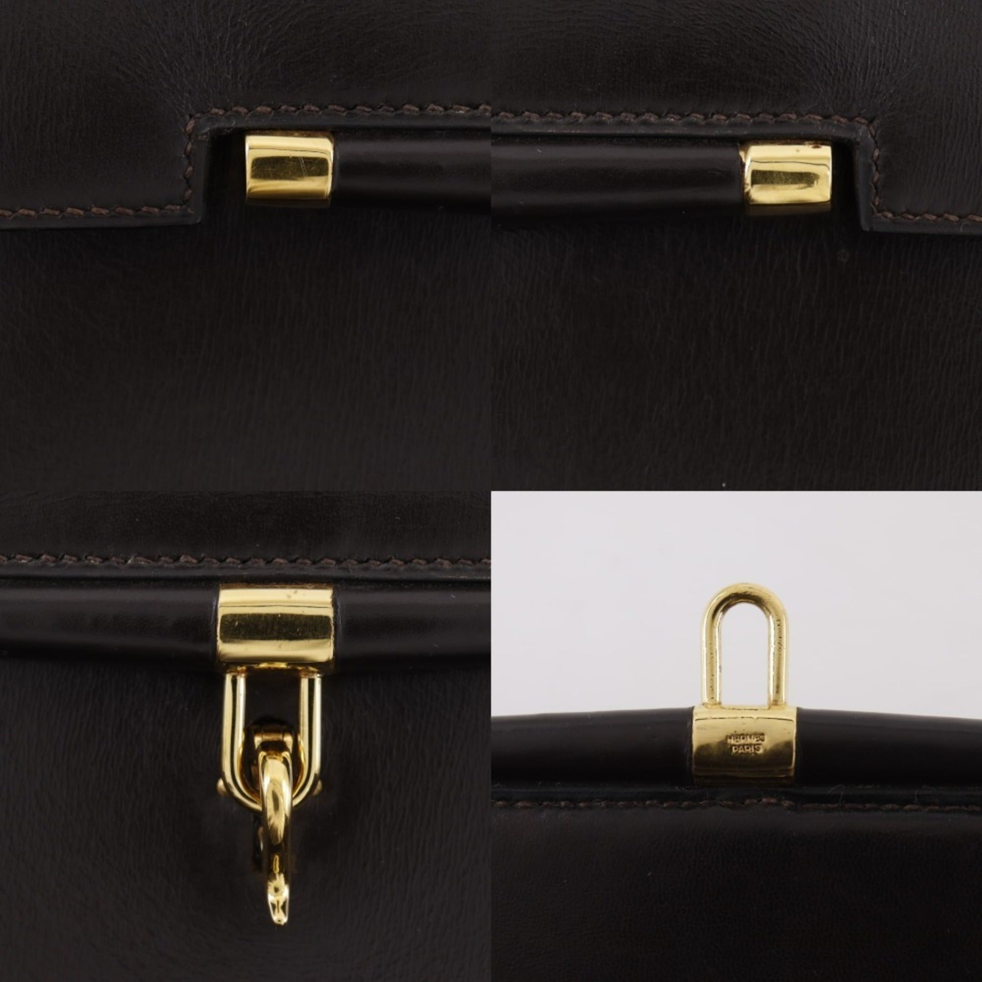 Hermes Brown Box Calf Leather Handbag (Pre-Owned)