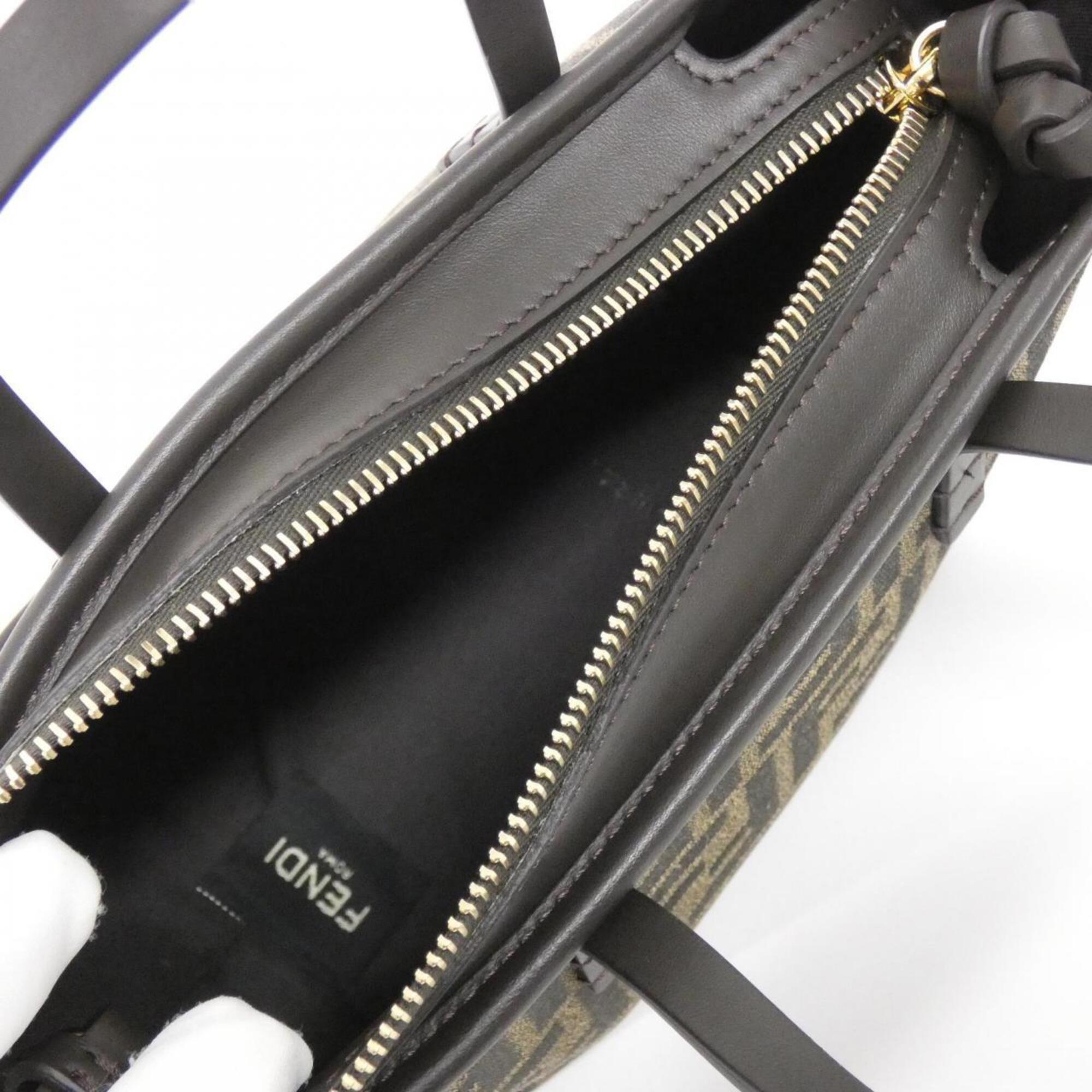 Fendi Brown Canvas Leather Shoulder Bag (Pre-Owned)