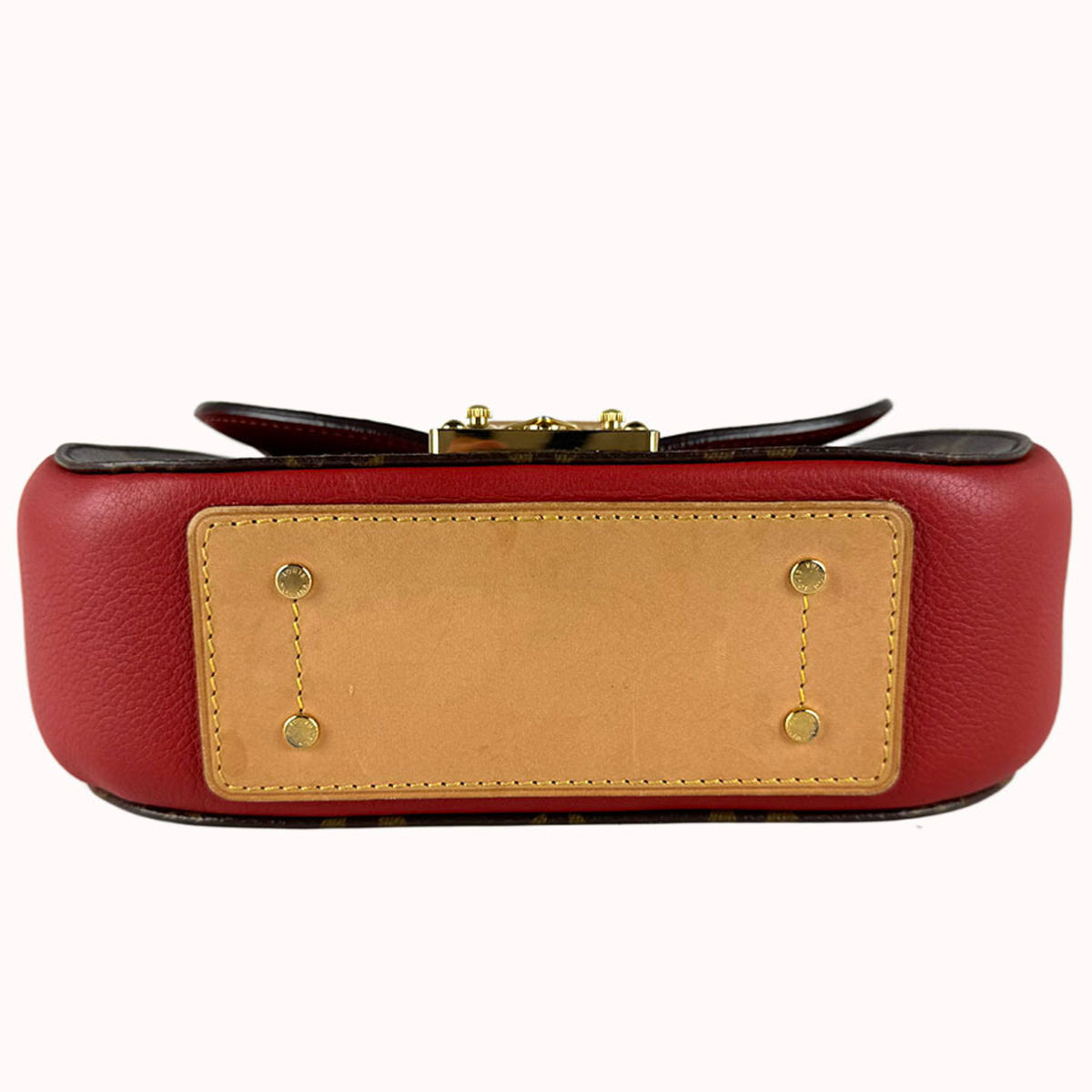 Louis Vuitton Brown Monogram Red Color Monogram Leather Shoulder Bag (Pre-Owned)